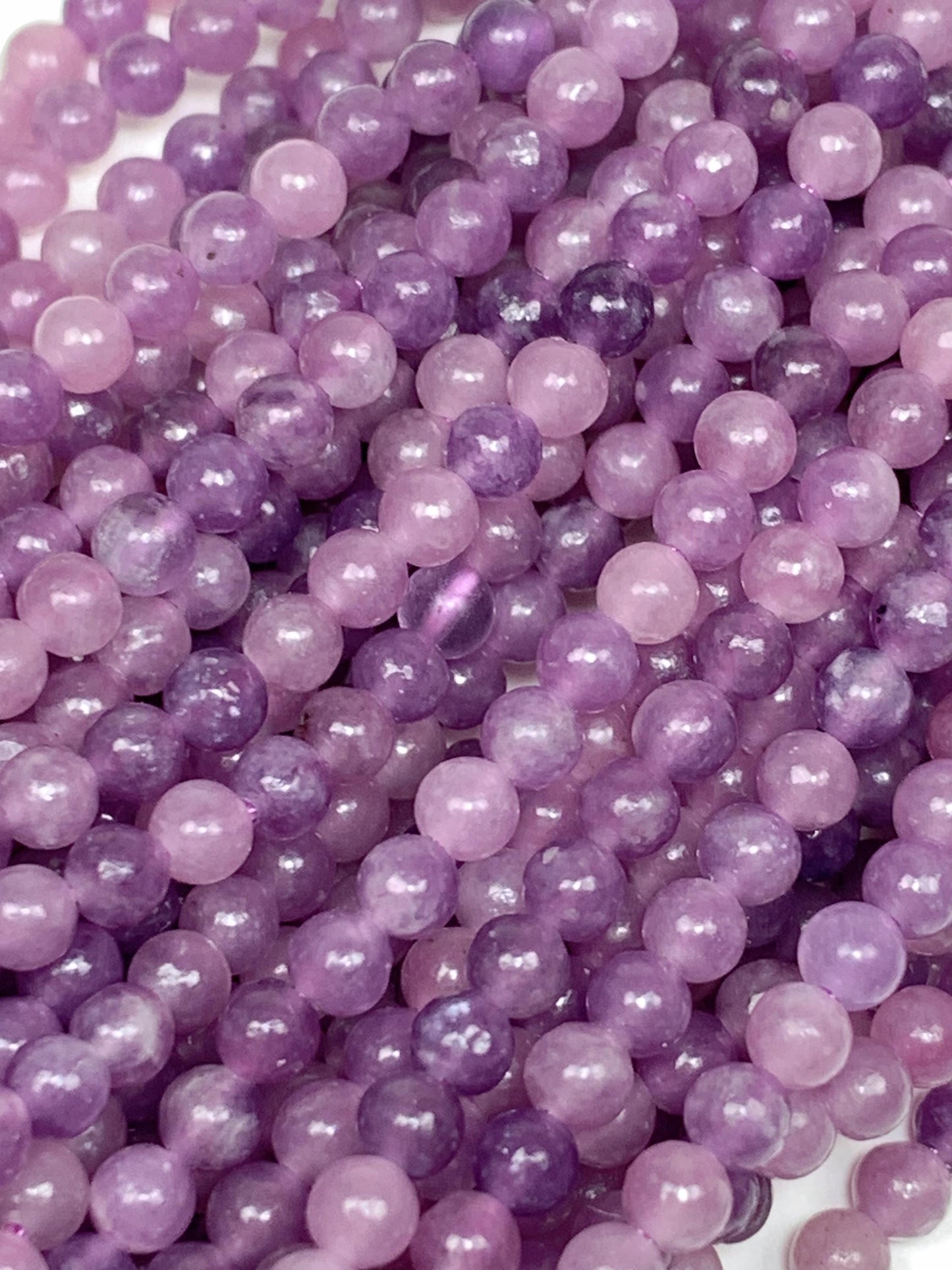 Natural Purple Lepidolite Beads AA Grade: 15.5" Strand