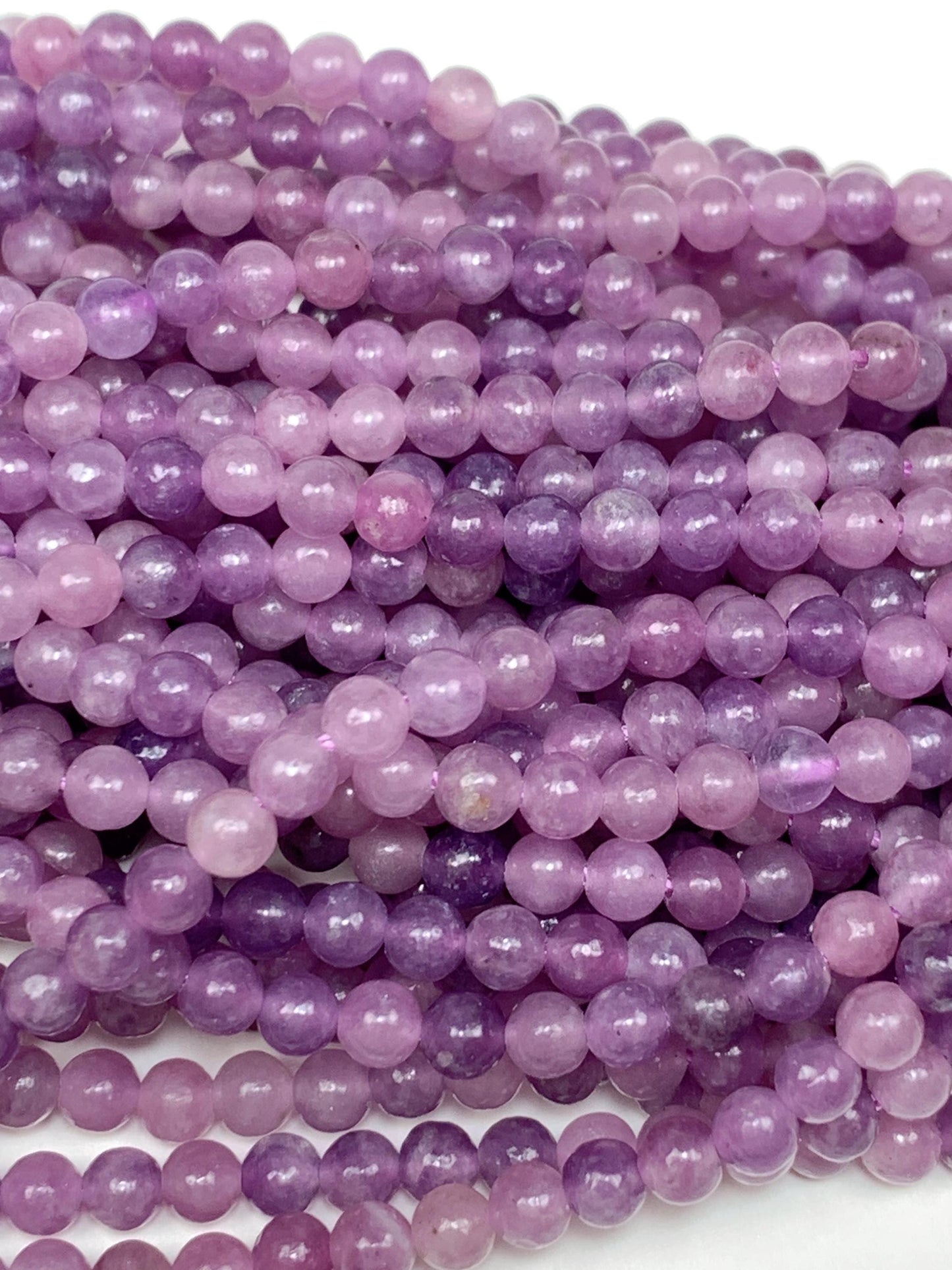 Natural Purple Lepidolite Beads AA Grade: 15.5" Strand