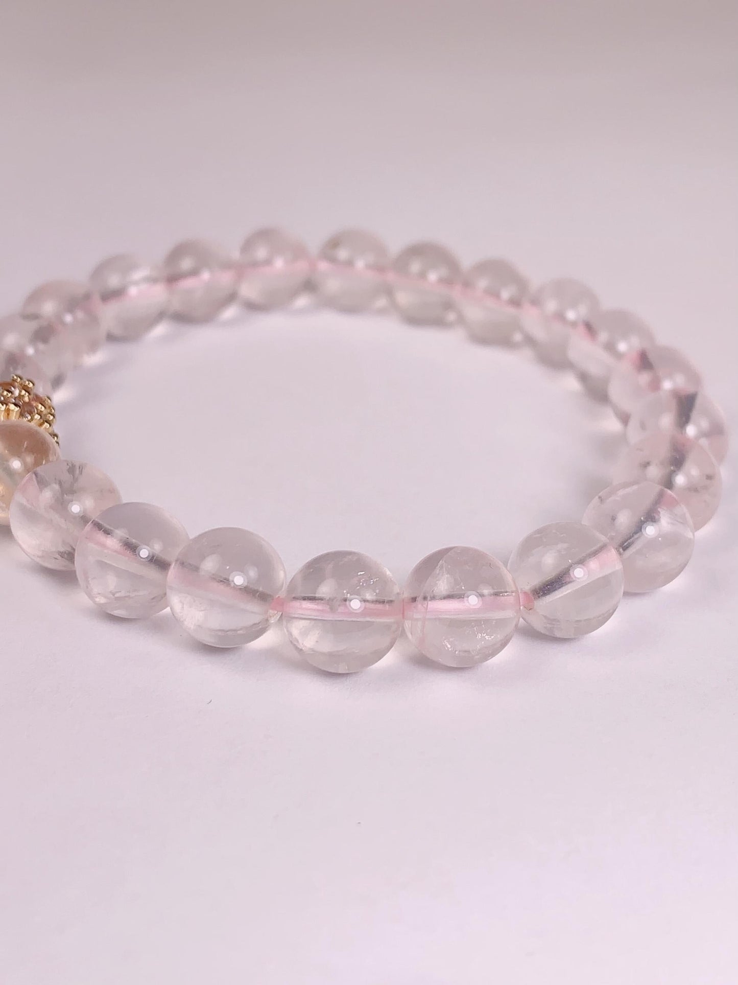 14K Gold Filled Rose Quartz Bracelet: Natural Pink Gemstone