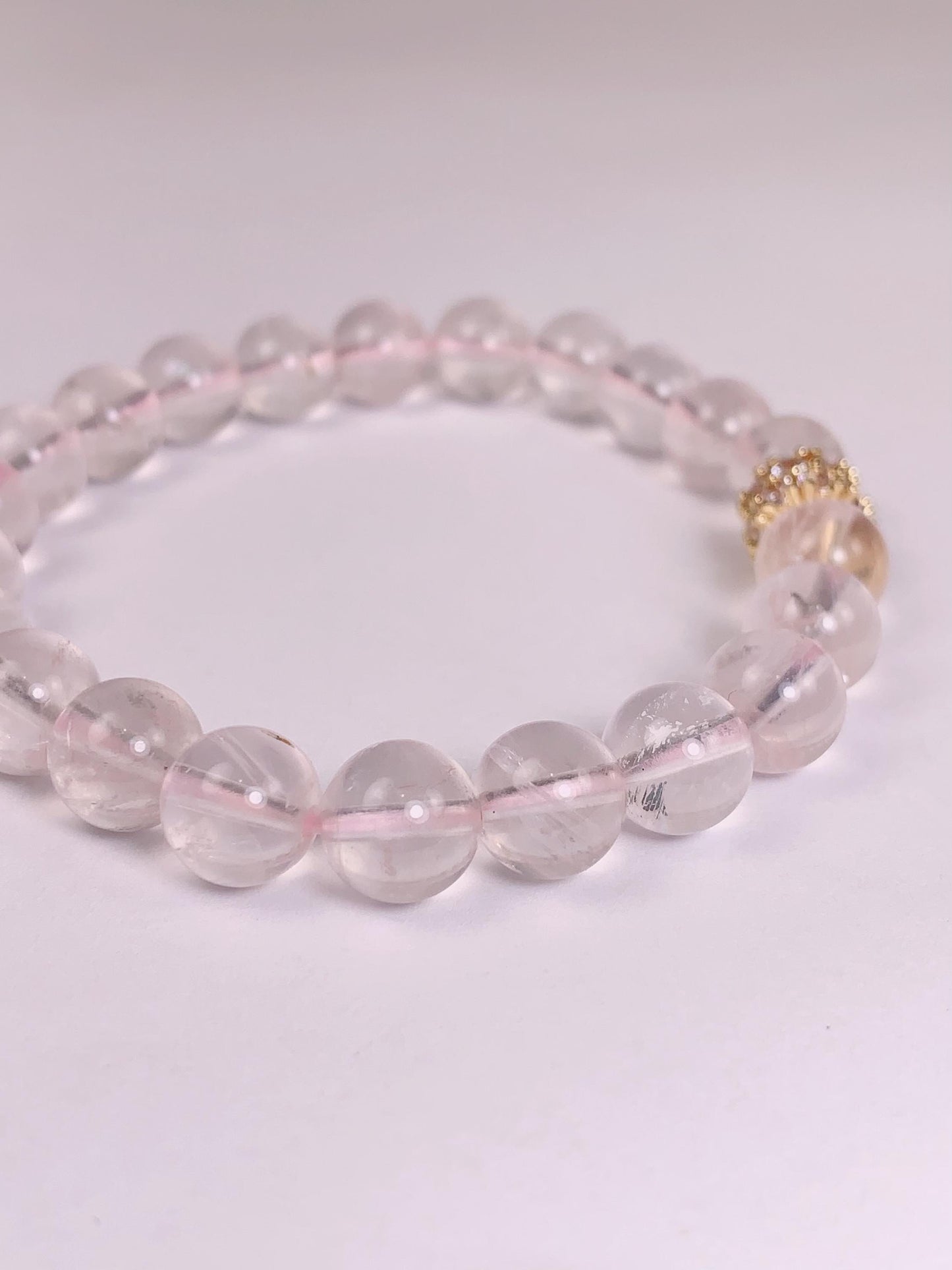 14K Gold Filled Rose Quartz Bracelet: Natural Pink Gemstone
