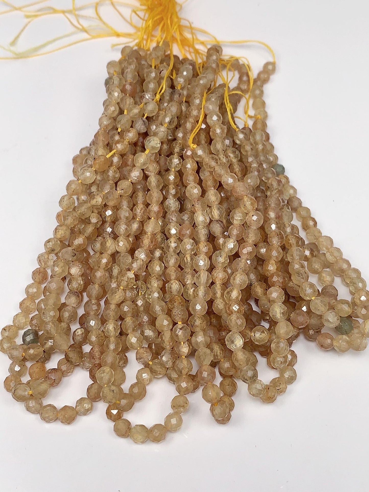 Genuine Natural Golden Apatite Faceted Round Beads 15.5" Strand 2mm 3mm 4mm