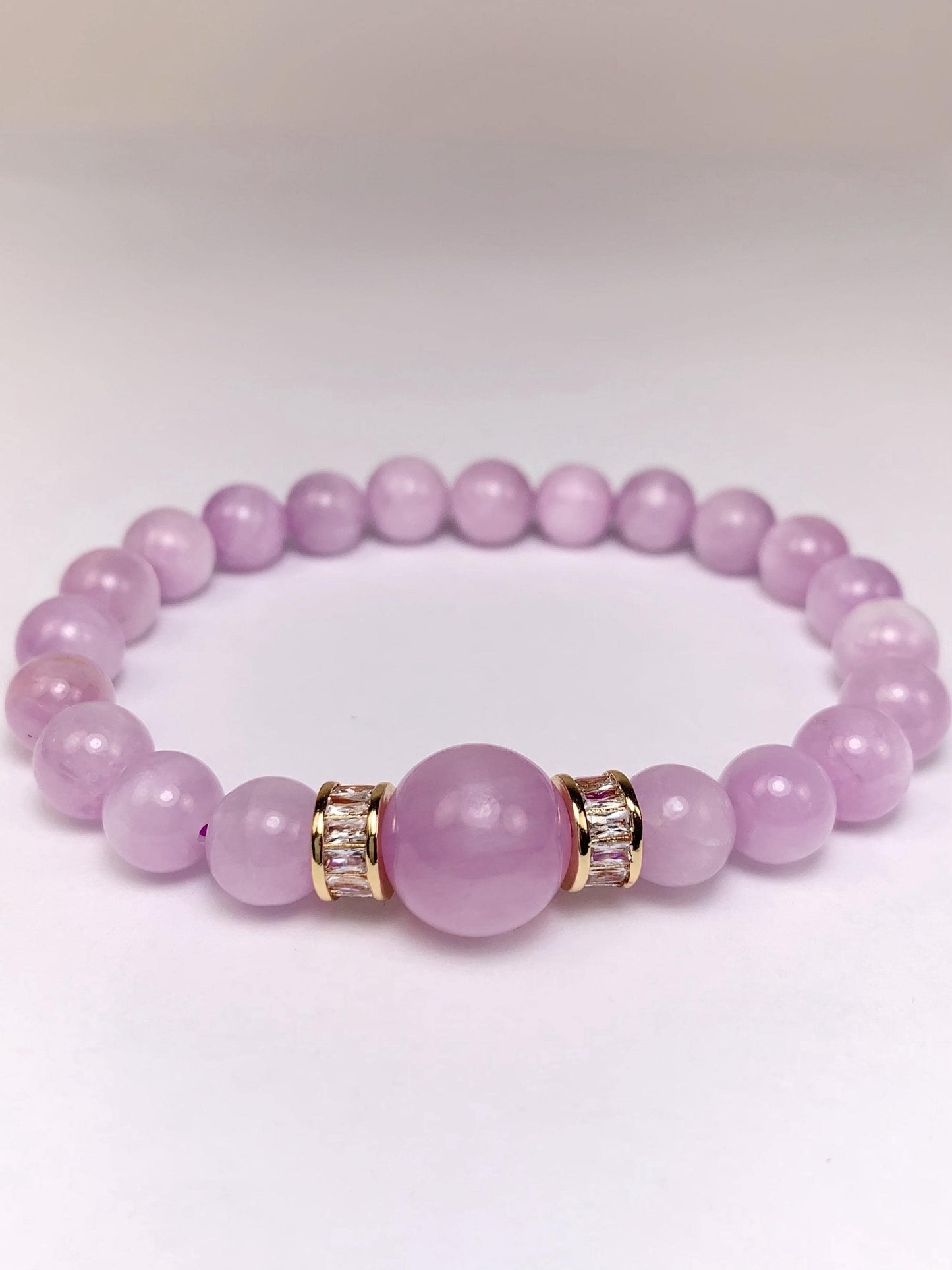 14K Gold Filled Kunzite Bracelet: Natural Purple Gemstone, 8mm