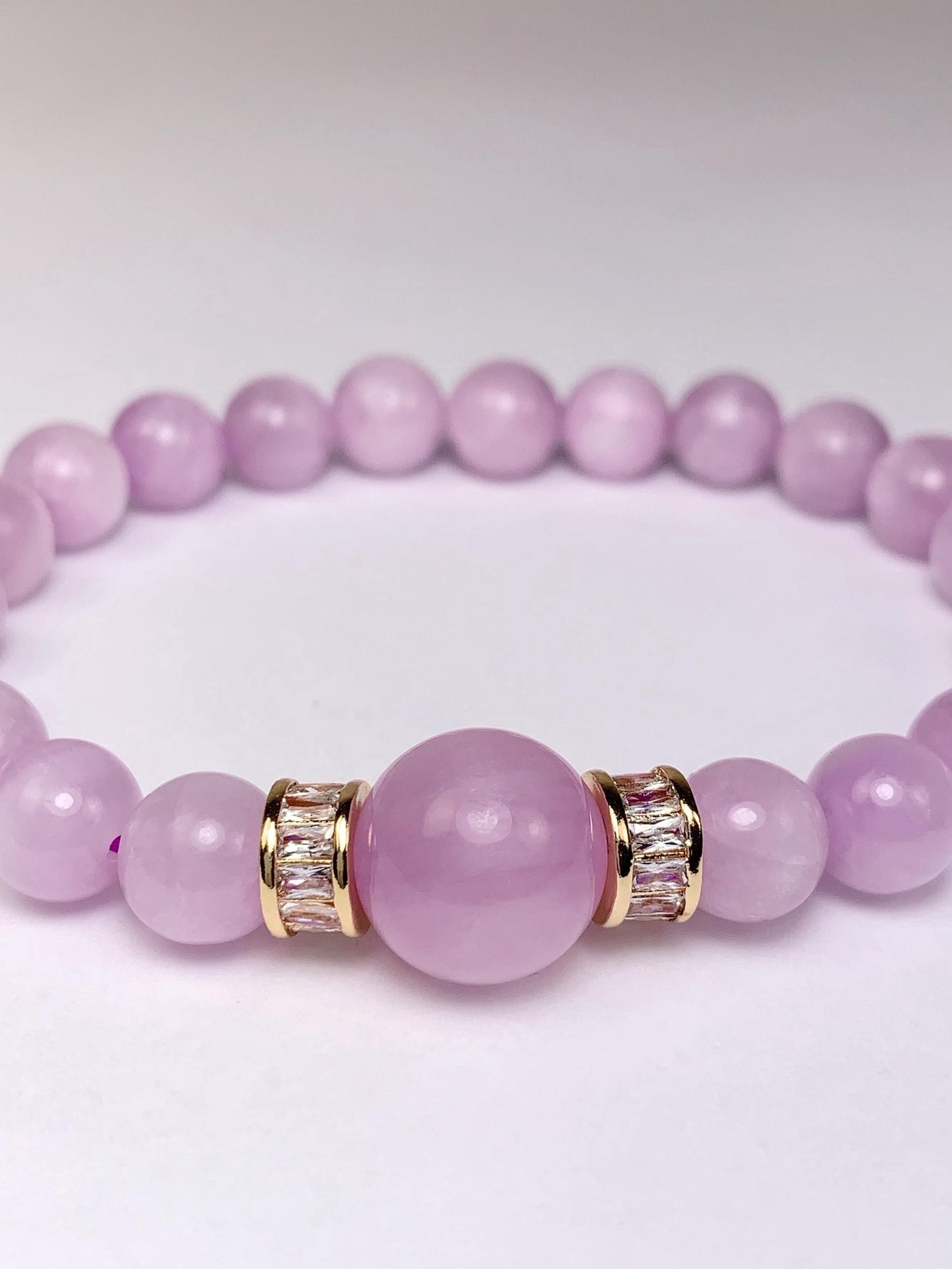 14K Gold Filled Kunzite Bracelet: Natural Purple Gemstone, 8mm