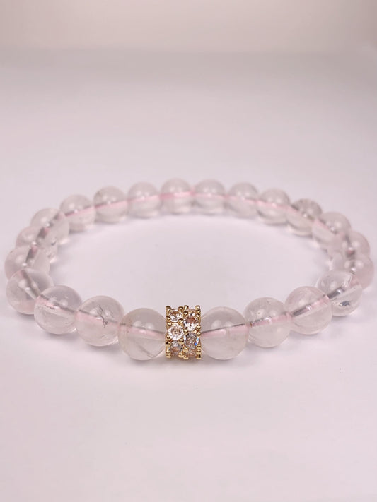 14K Gold Filled Rose Quartz Bracelet: Natural Pink Gemstone