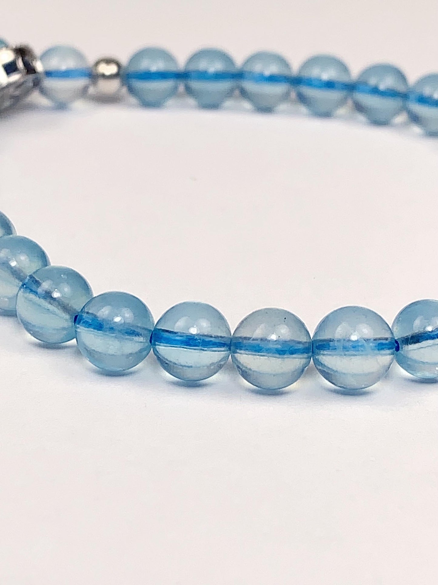 14K Gold Filled Aquamarine Bracelet: Natural Blue Gemstone, 6mm Beads