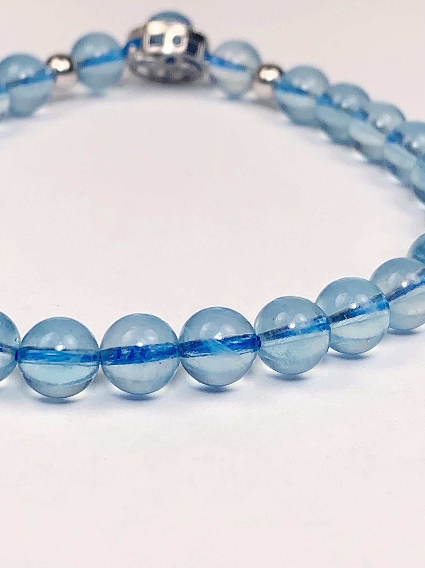 14K Gold Filled Aquamarine Bracelet: Natural Blue Gemstone, 6mm Beads