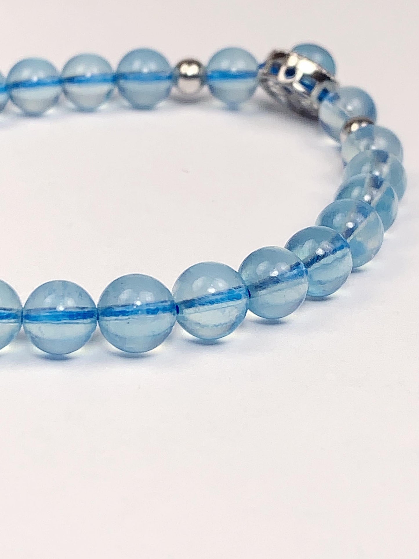 14K Gold Filled Aquamarine Bracelet: Natural Blue Gemstone, 6mm Beads