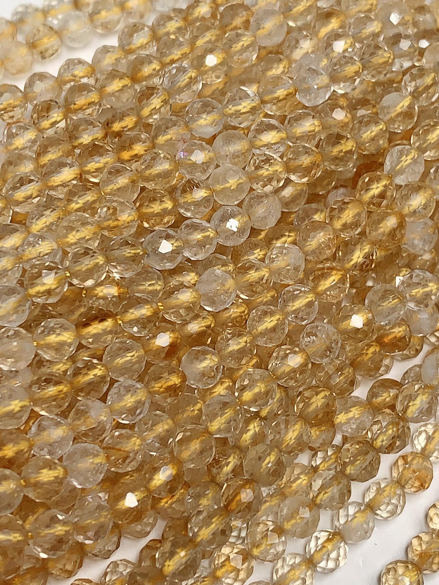 Grade AA Genuine Natural Clear Clean yellow Citrine Faceted Round Beads 15.5" Strand 2mm 3mm 4mm very high quality