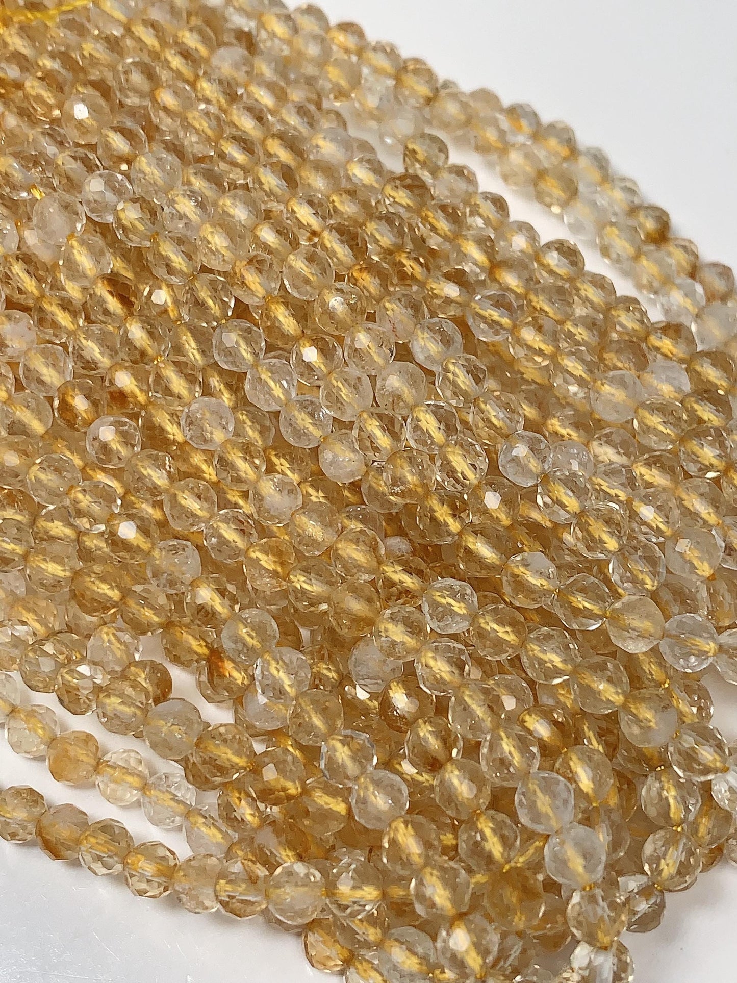 Grade AA Genuine Natural Clear Clean yellow Citrine Faceted Round Beads 15.5" Strand 2mm 3mm 4mm very high quality