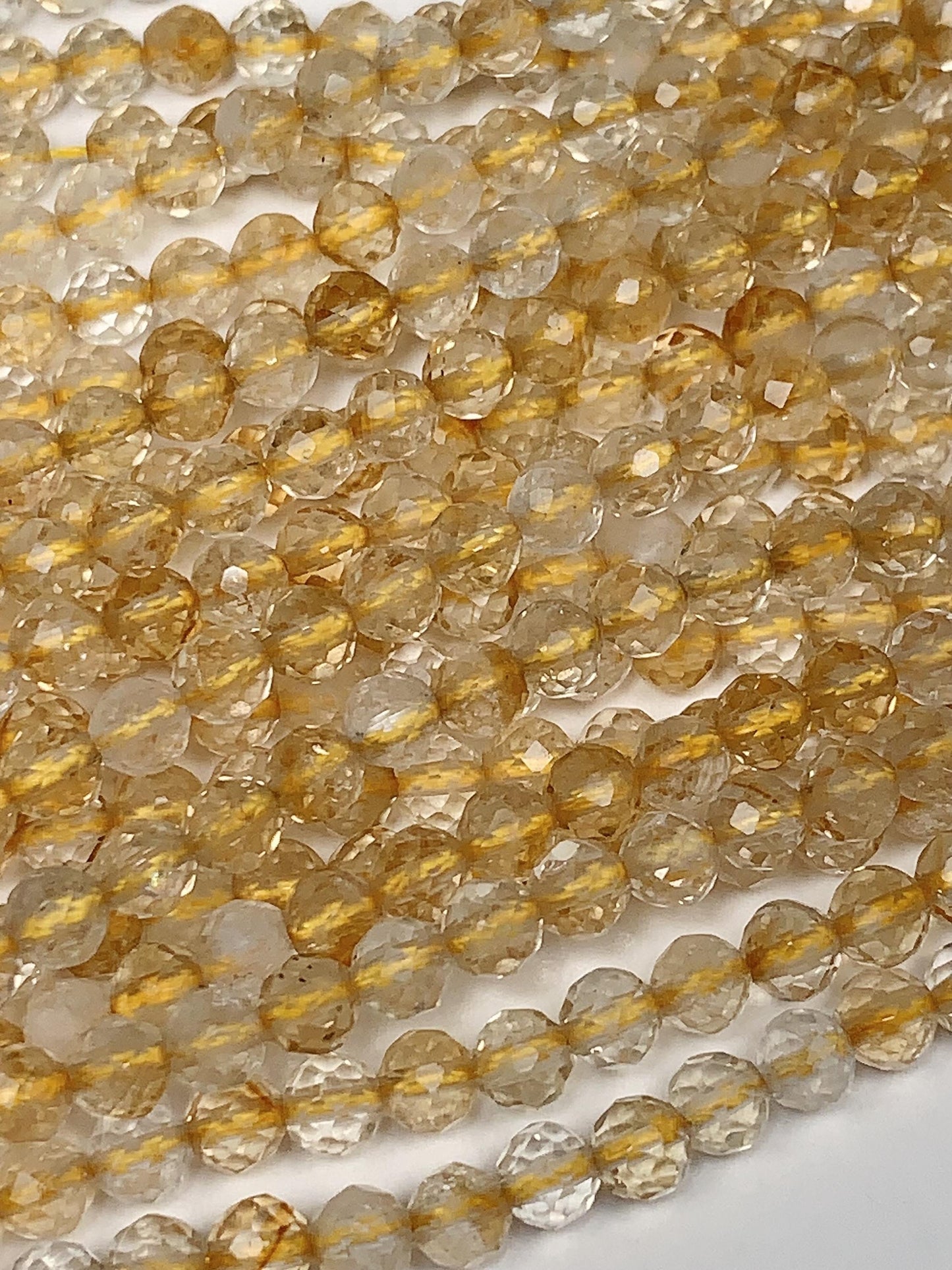 Grade AA Genuine Natural Clear Clean yellow Citrine Faceted Round Beads 15.5" Strand 2mm 3mm 4mm very high quality