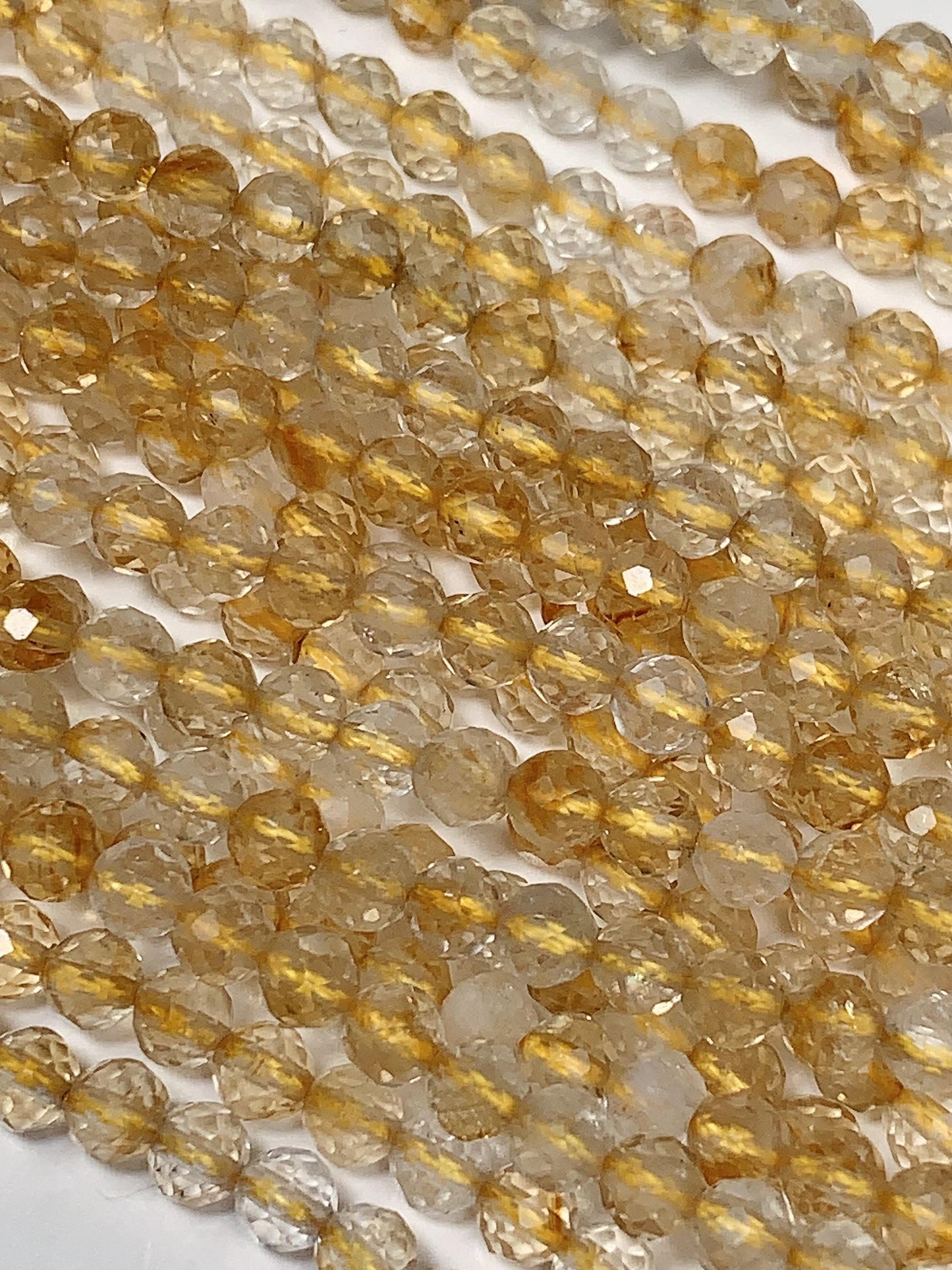Grade AA Genuine Natural Clear Clean yellow Citrine Faceted Round Beads 15.5" Strand 2mm 3mm 4mm very high quality