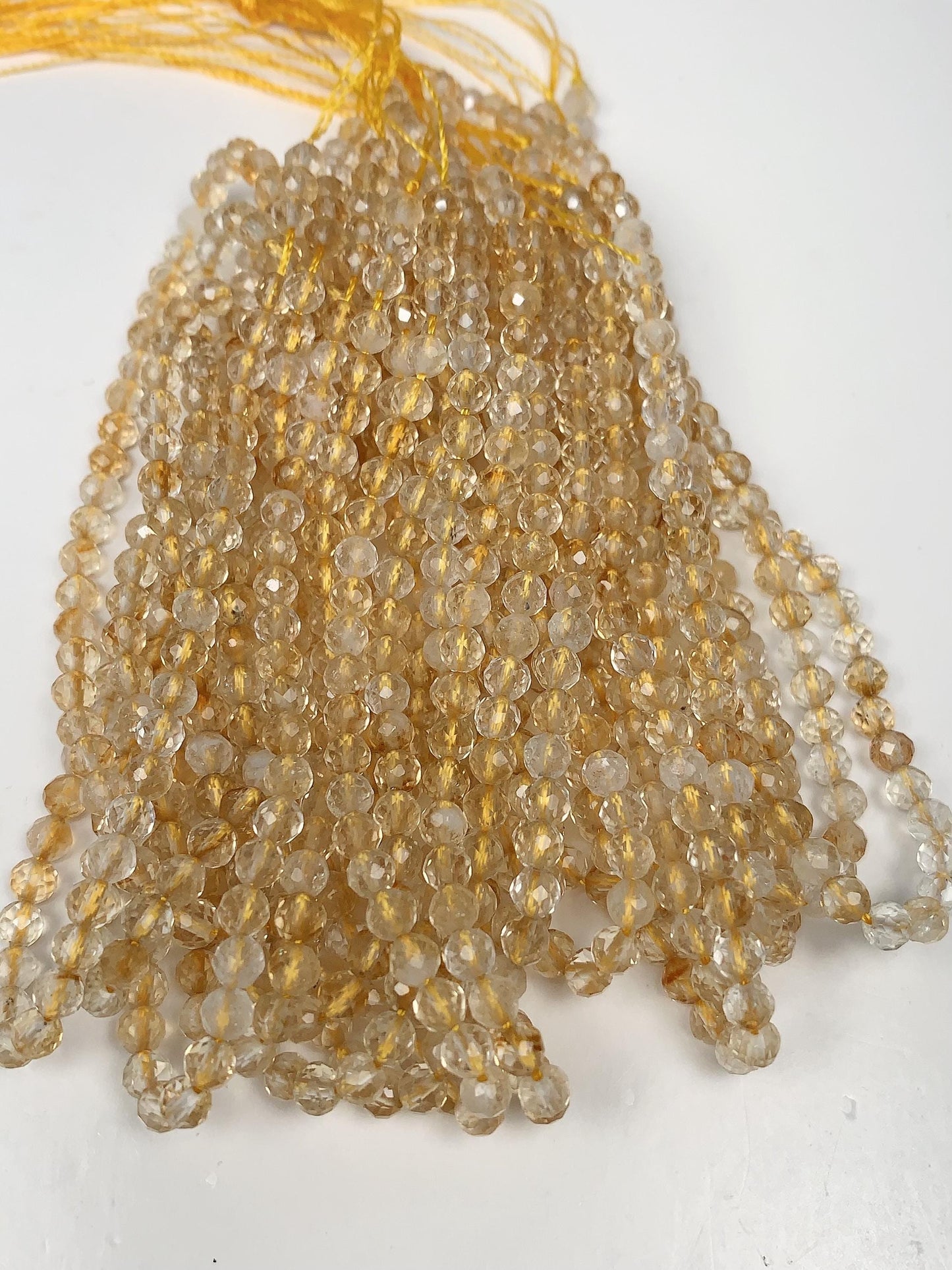 Grade AA Genuine Natural Clear Clean yellow Citrine Faceted Round Beads 15.5" Strand 2mm 3mm 4mm very high quality
