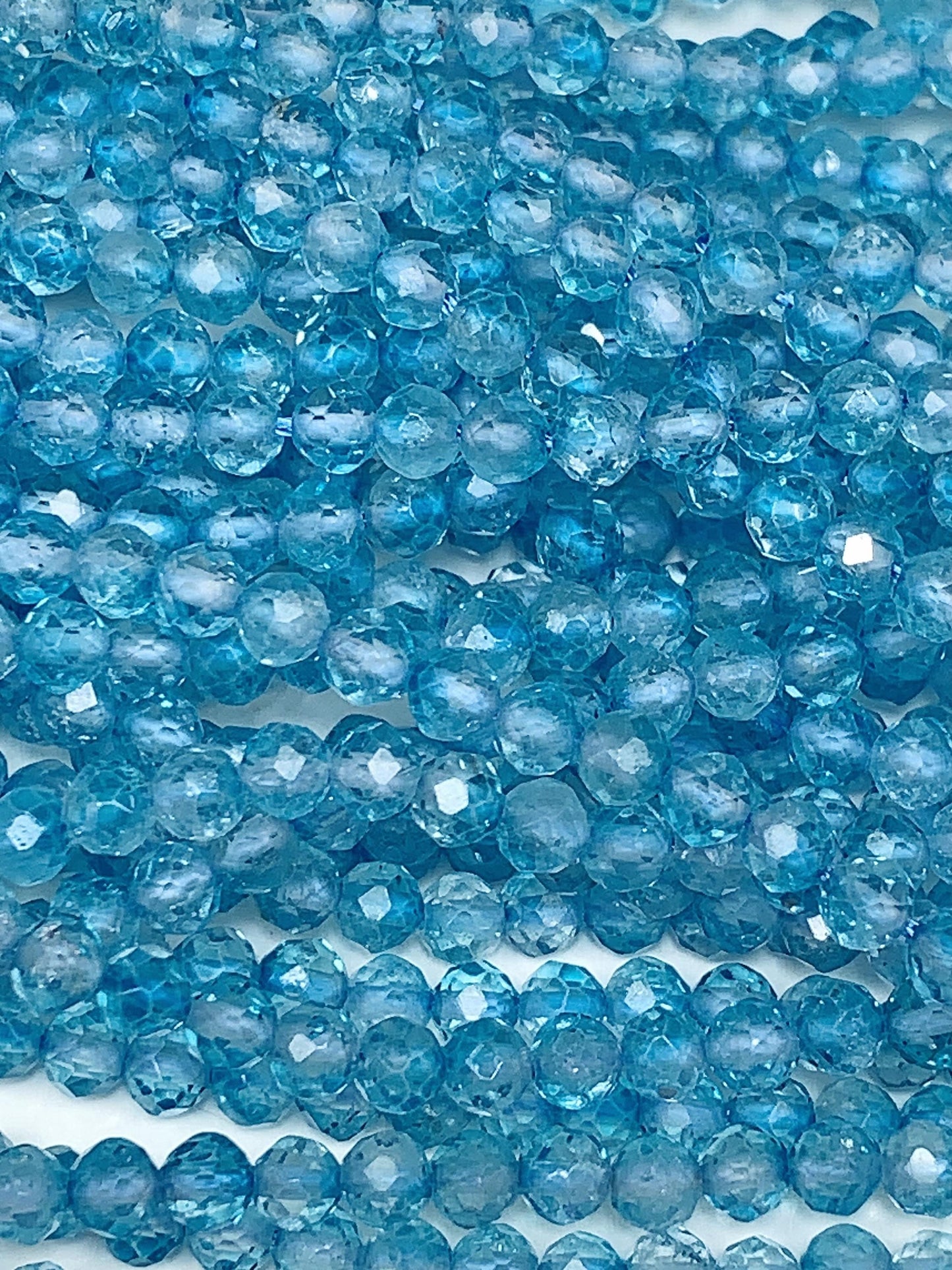 Natural Swizz Blue Topaz Faceted Round Beads: Natural Gemstone Strand  (2mm 3mm 4mm)