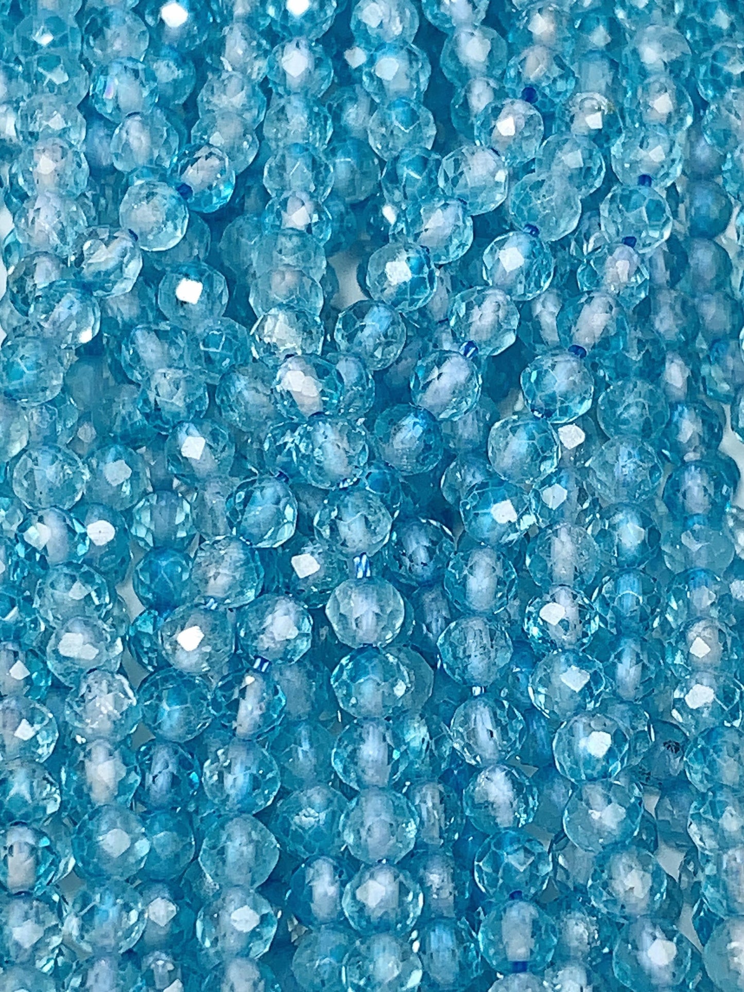 Natural Swizz Blue Topaz Faceted Round Beads: Natural Gemstone Strand  (2mm 3mm 4mm)