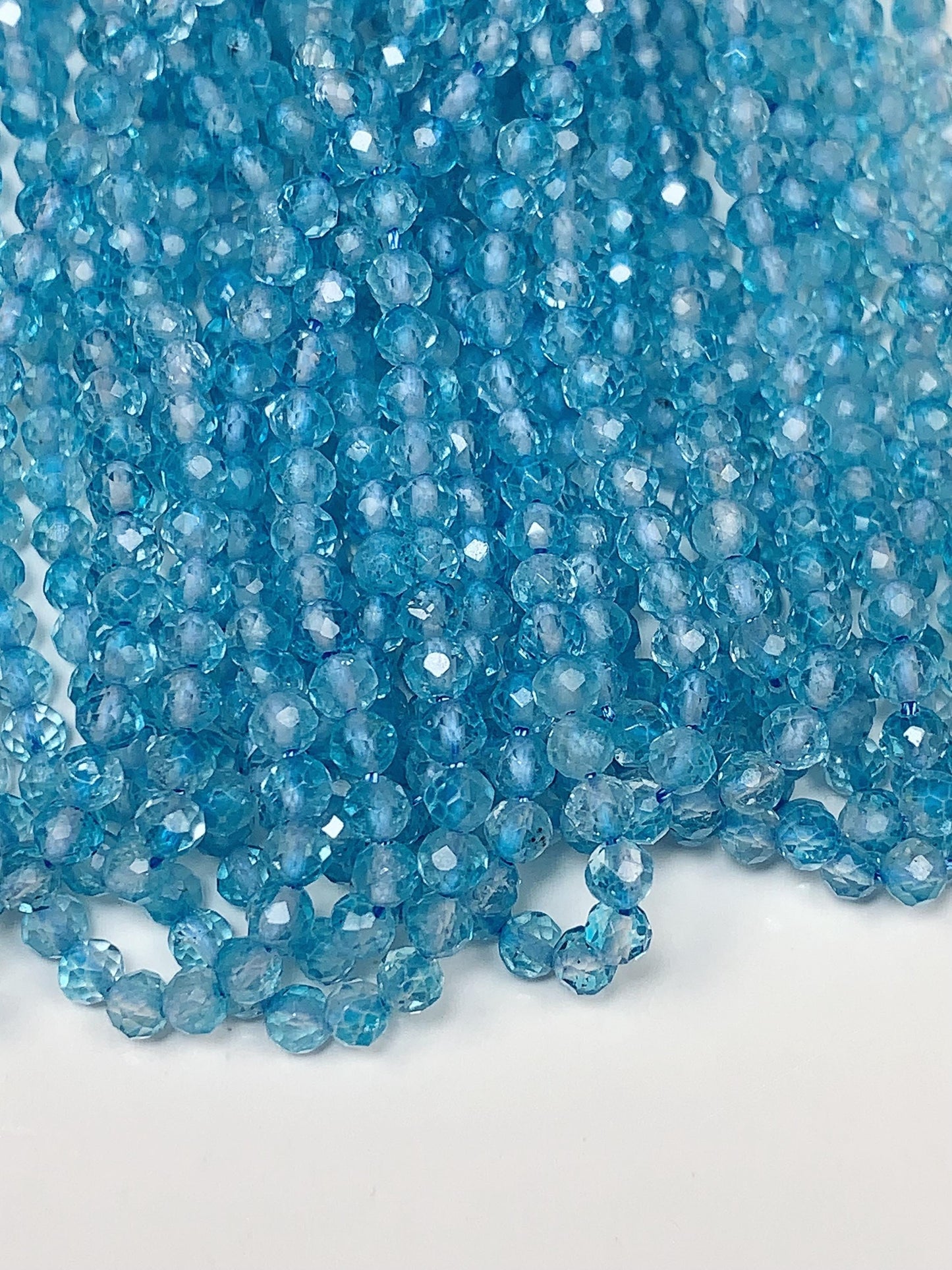 Natural Swizz Blue Topaz Faceted Round Beads: Natural Gemstone Strand  (2mm 3mm 4mm)