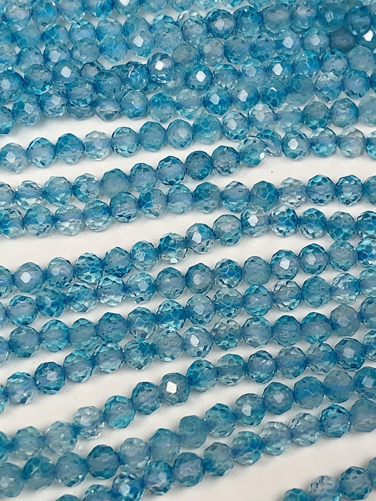Natural Swizz Blue Topaz Faceted Round Beads: Natural Gemstone Strand  (2mm 3mm 4mm)