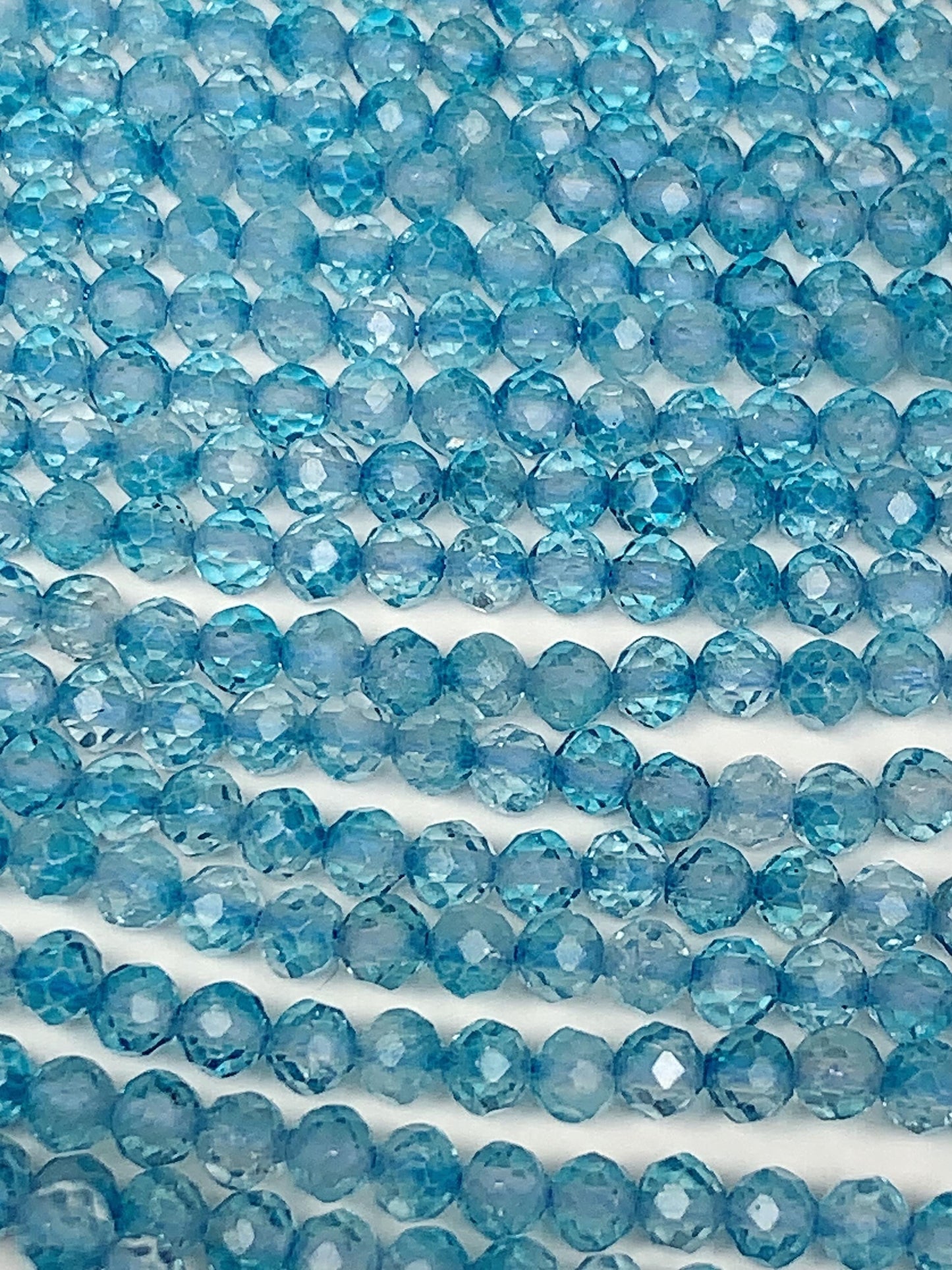 Natural Swizz Blue Topaz Faceted Round Beads: Natural Gemstone Strand  (2mm 3mm 4mm)