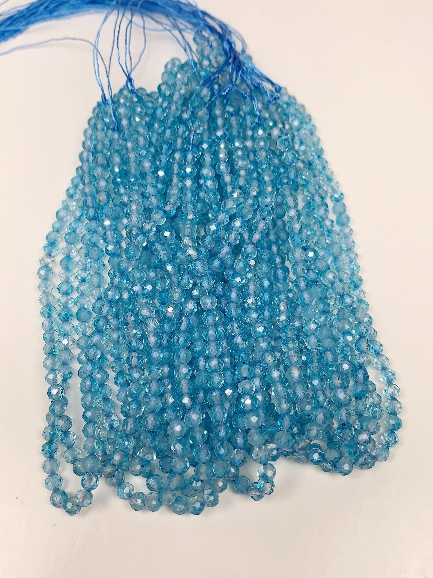 Natural Swizz Blue Topaz Faceted Round Beads: Natural Gemstone Strand  (2mm 3mm 4mm)
