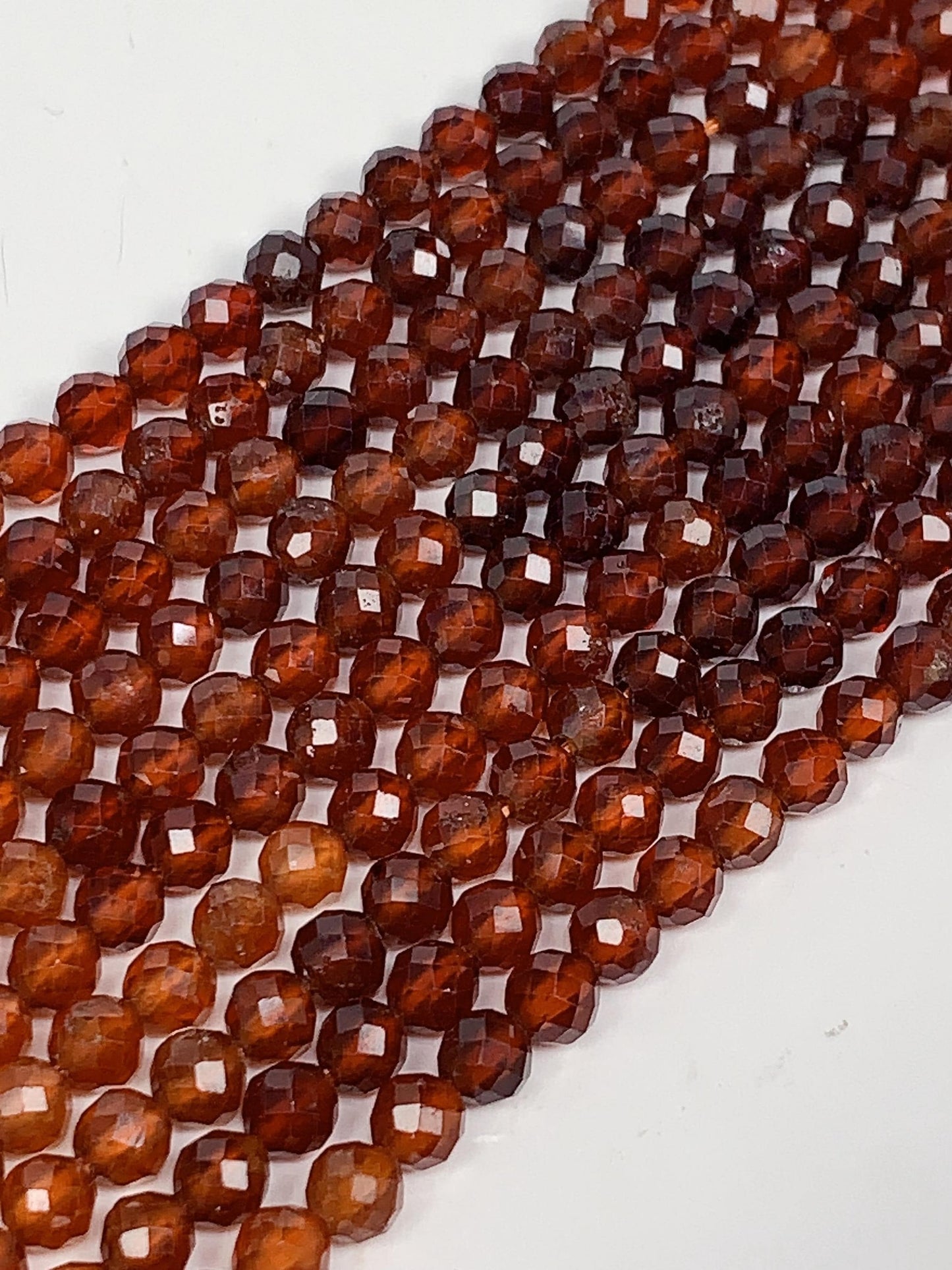 AAA+ Orange Hessonite Garnet Faceted Round Beads - 15.5" Strand