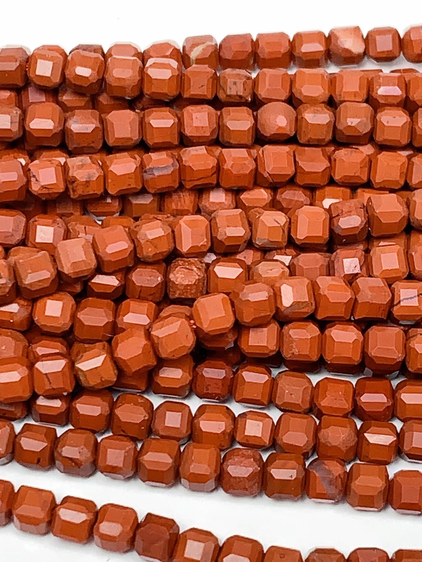 Faceted Red Jasper Cube Beads: Natural Gemstone Strand (2mm 3mm 4mm)