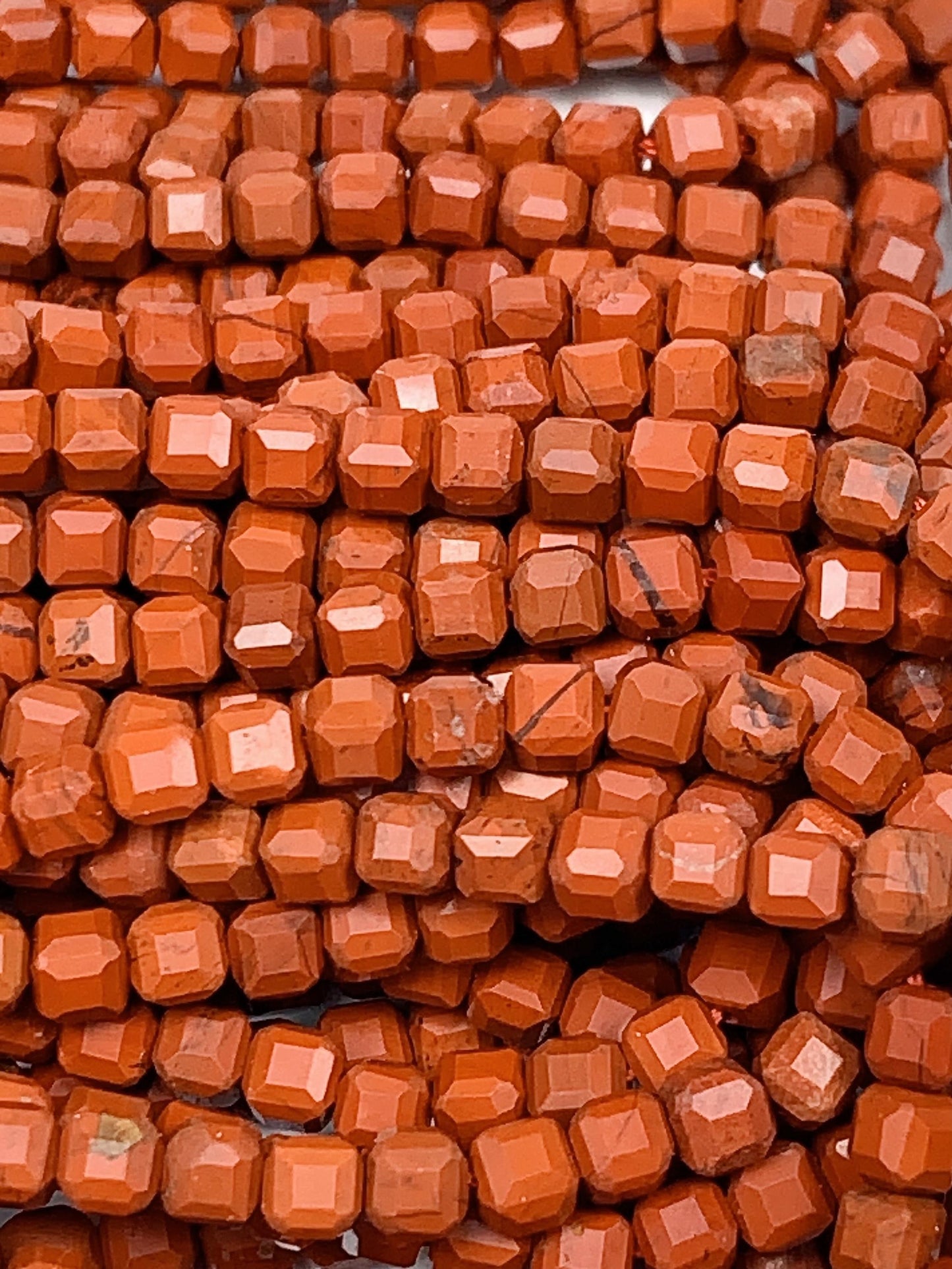 Faceted Red Jasper Cube Beads: Natural Gemstone Strand (2mm 3mm 4mm)