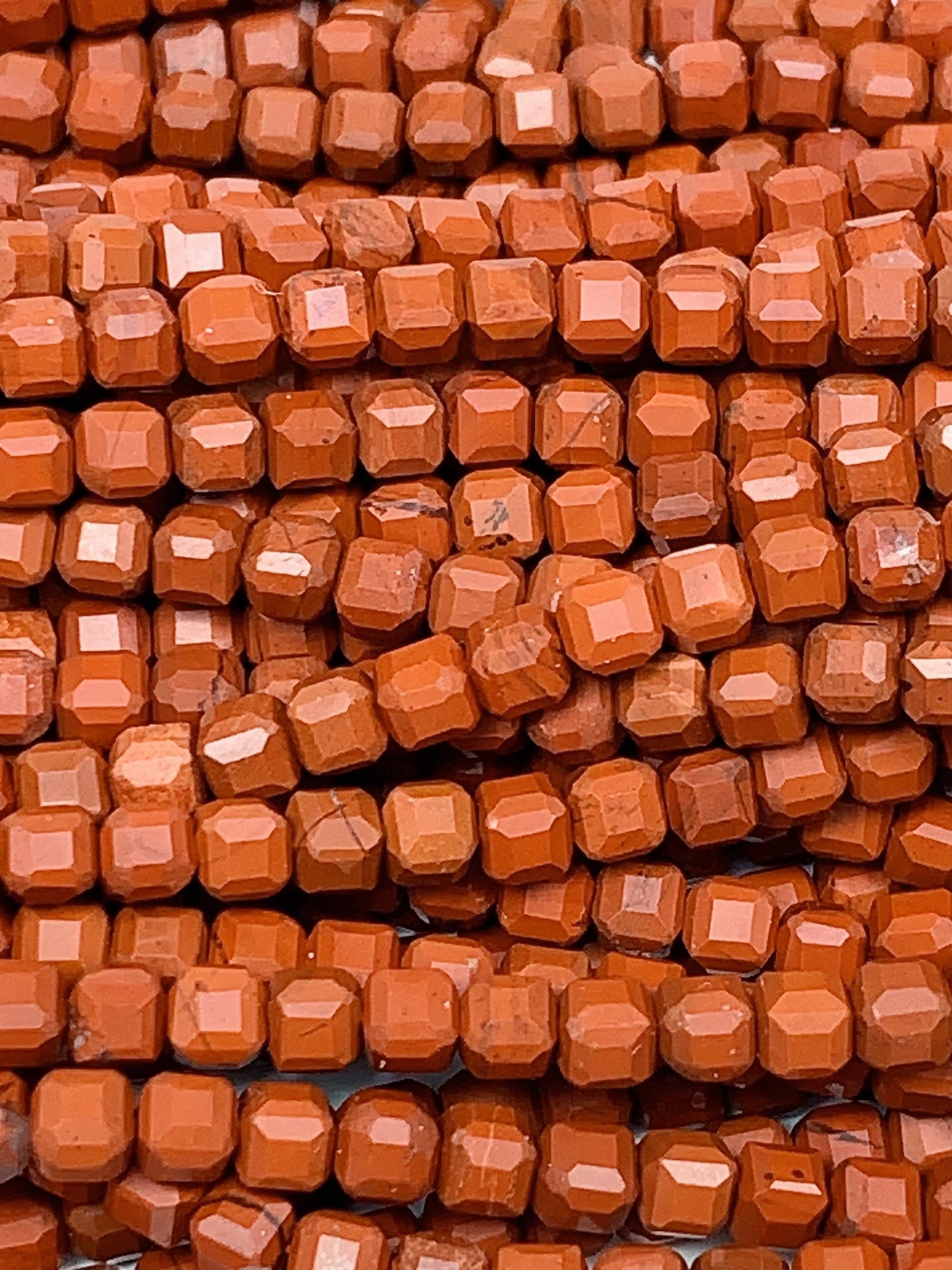 Faceted Red Jasper Cube Beads: Natural Gemstone Strand (2mm 3mm 4mm)