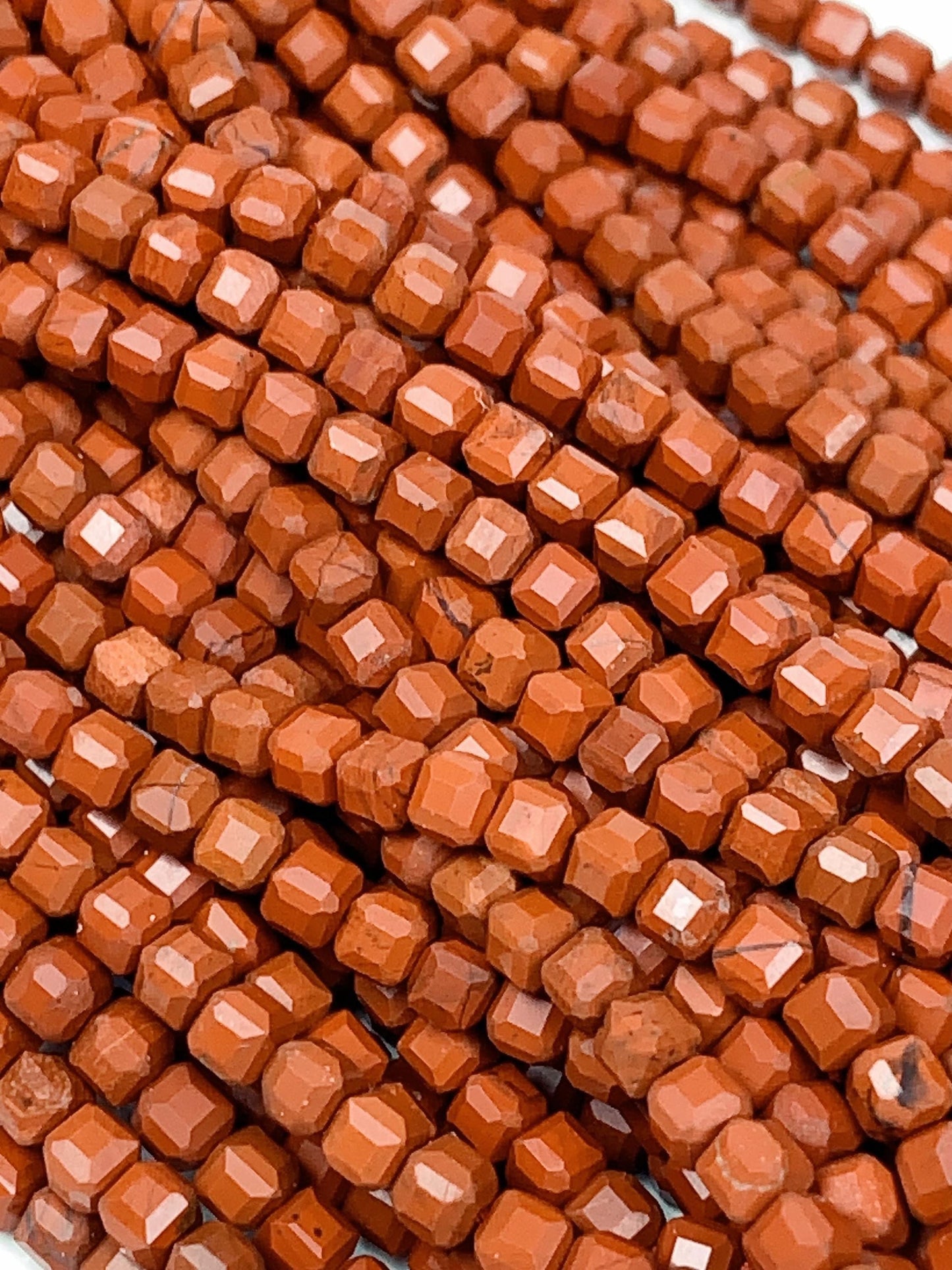 Faceted Red Jasper Cube Beads: Natural Gemstone Strand (2mm 3mm 4mm)