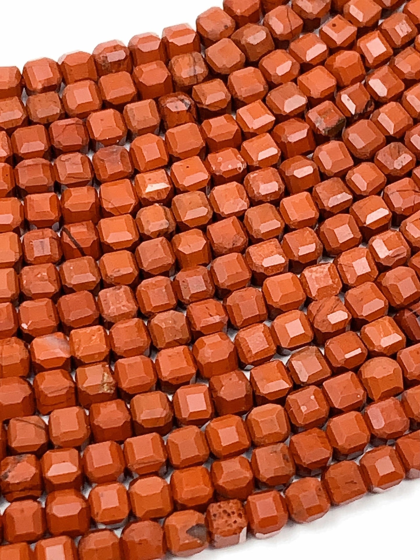 Faceted Red Jasper Cube Beads: Natural Gemstone Strand (2mm 3mm 4mm)