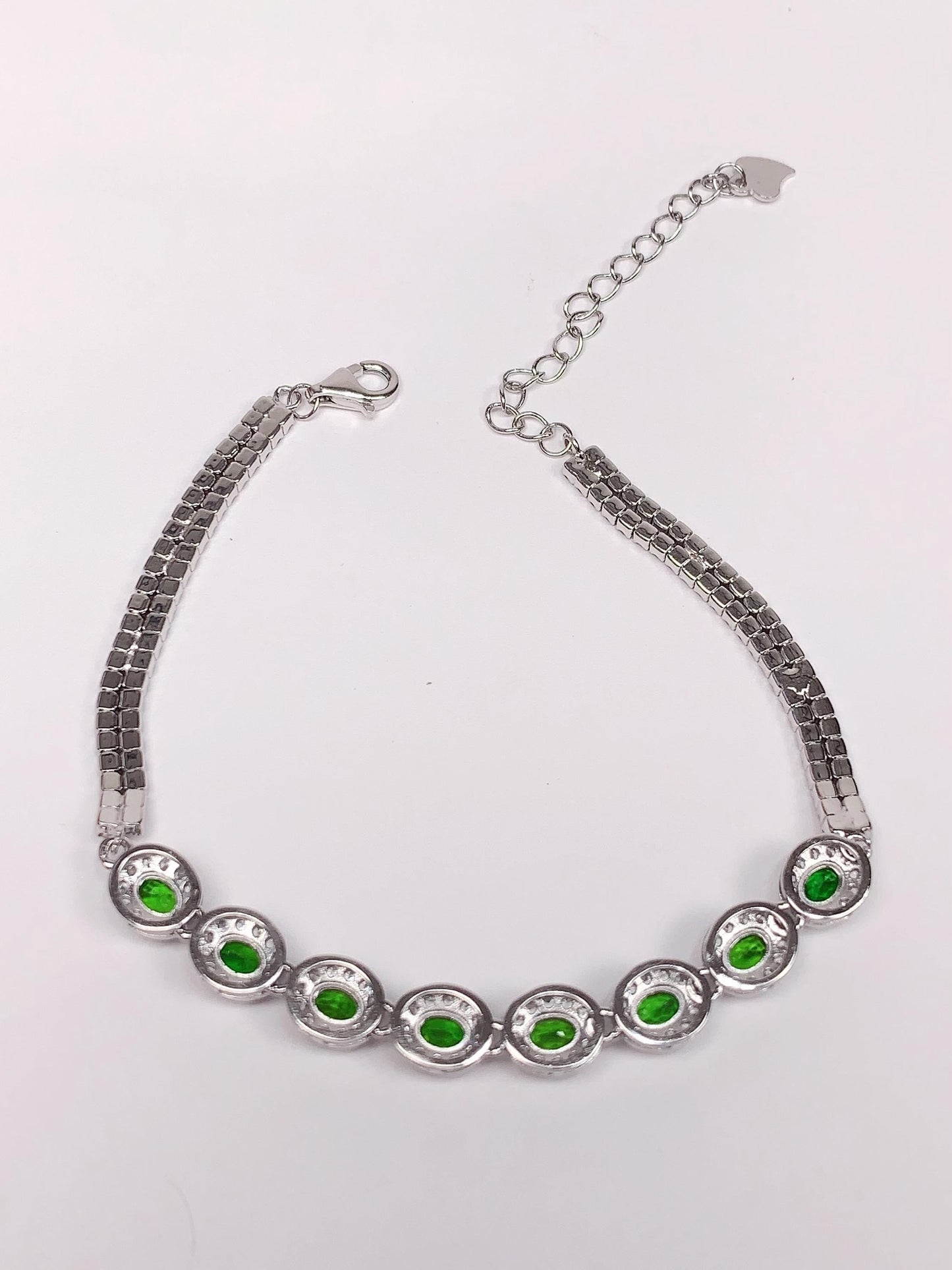 Grade AAA Genuine Natural Peridot 18k 925 Sterling Silver Bracelet Gemstone 2.5mmx3.5mm