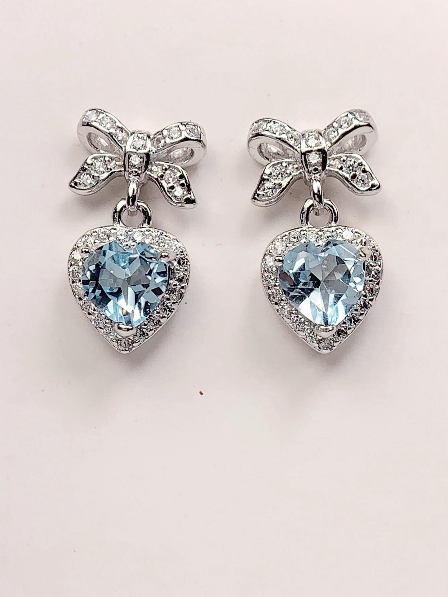 Sky Blue Topaz Heart Earrings: 18k Gold Plated Sterling Silver