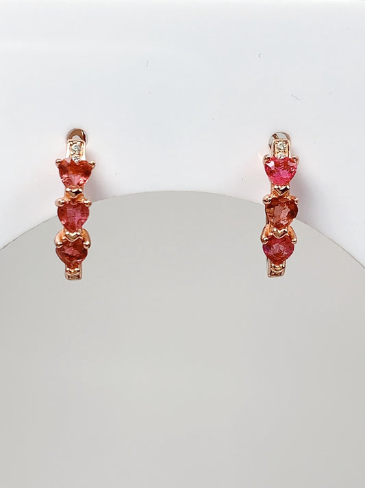 Pink Tourmaline Heart Earrings: 18k Gold Plated Sterling Silver