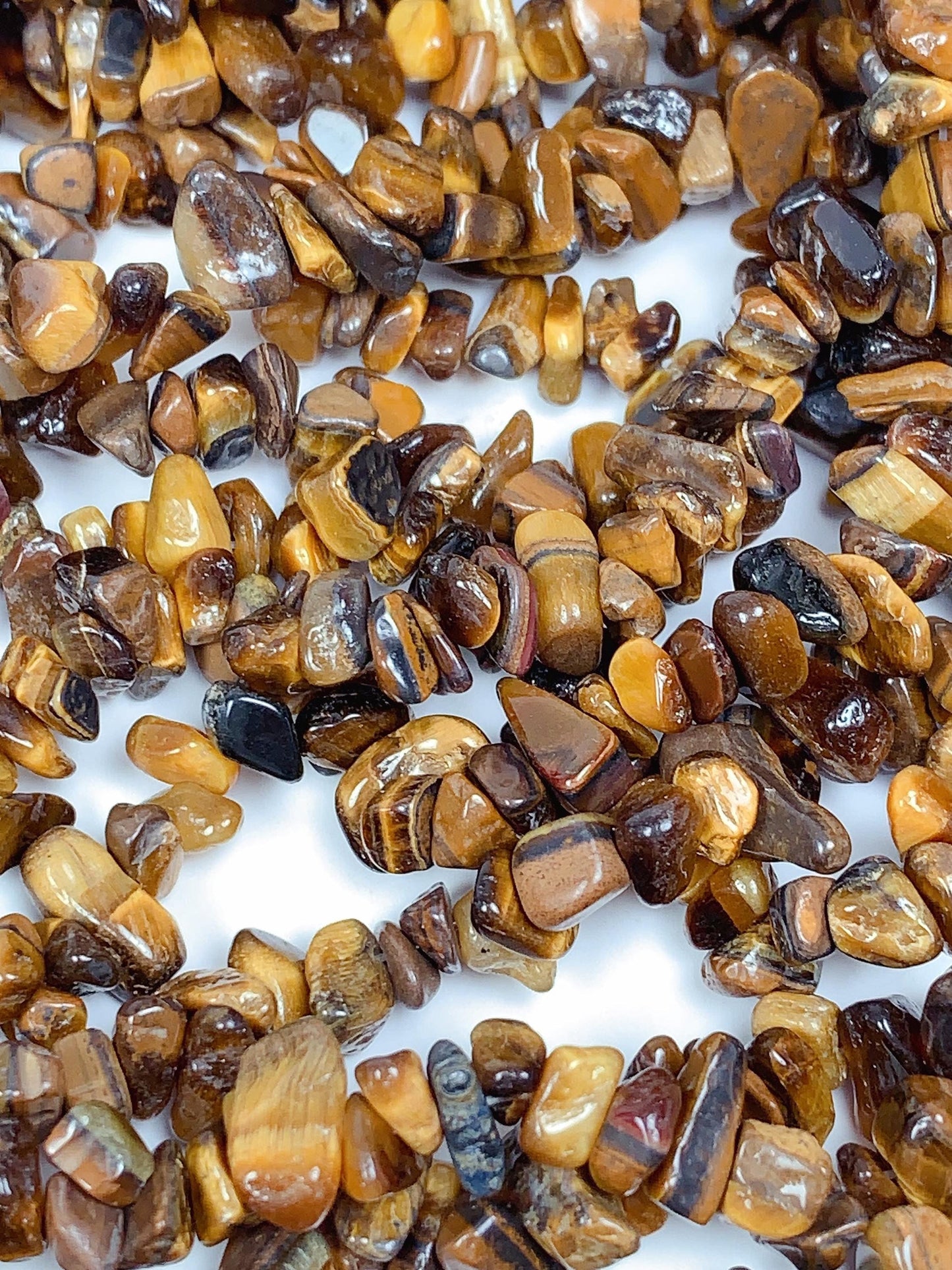 Natural Yellow Gold Tiger's Eye Chip Beads: 32" Strand