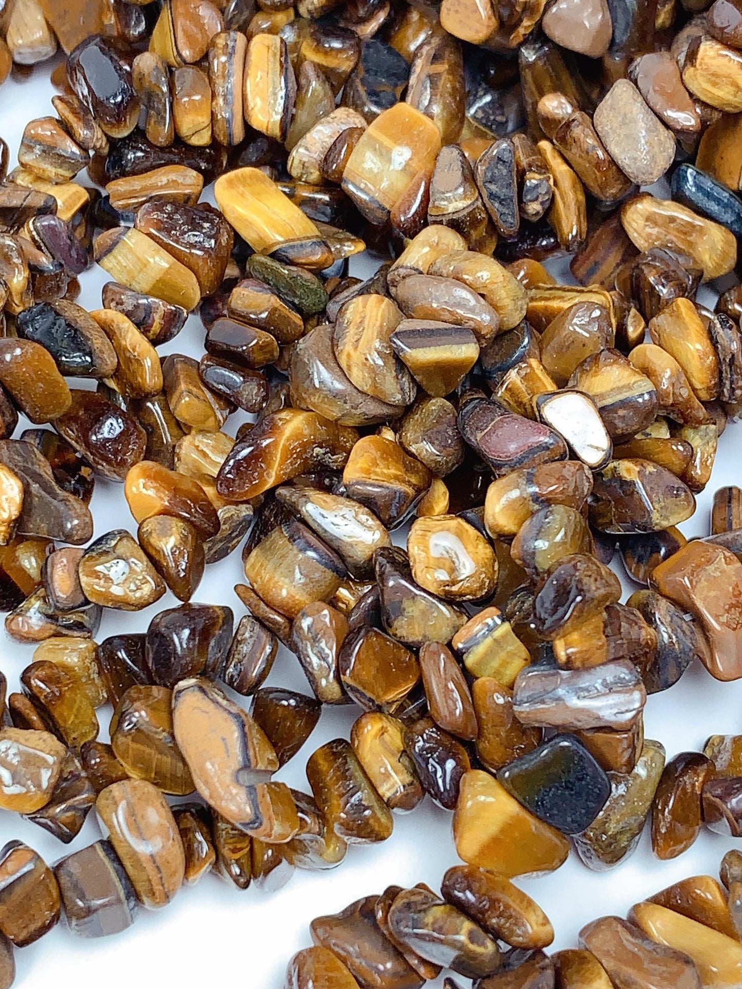 Natural Yellow Gold Tiger's Eye Chip Beads: 32" Strand
