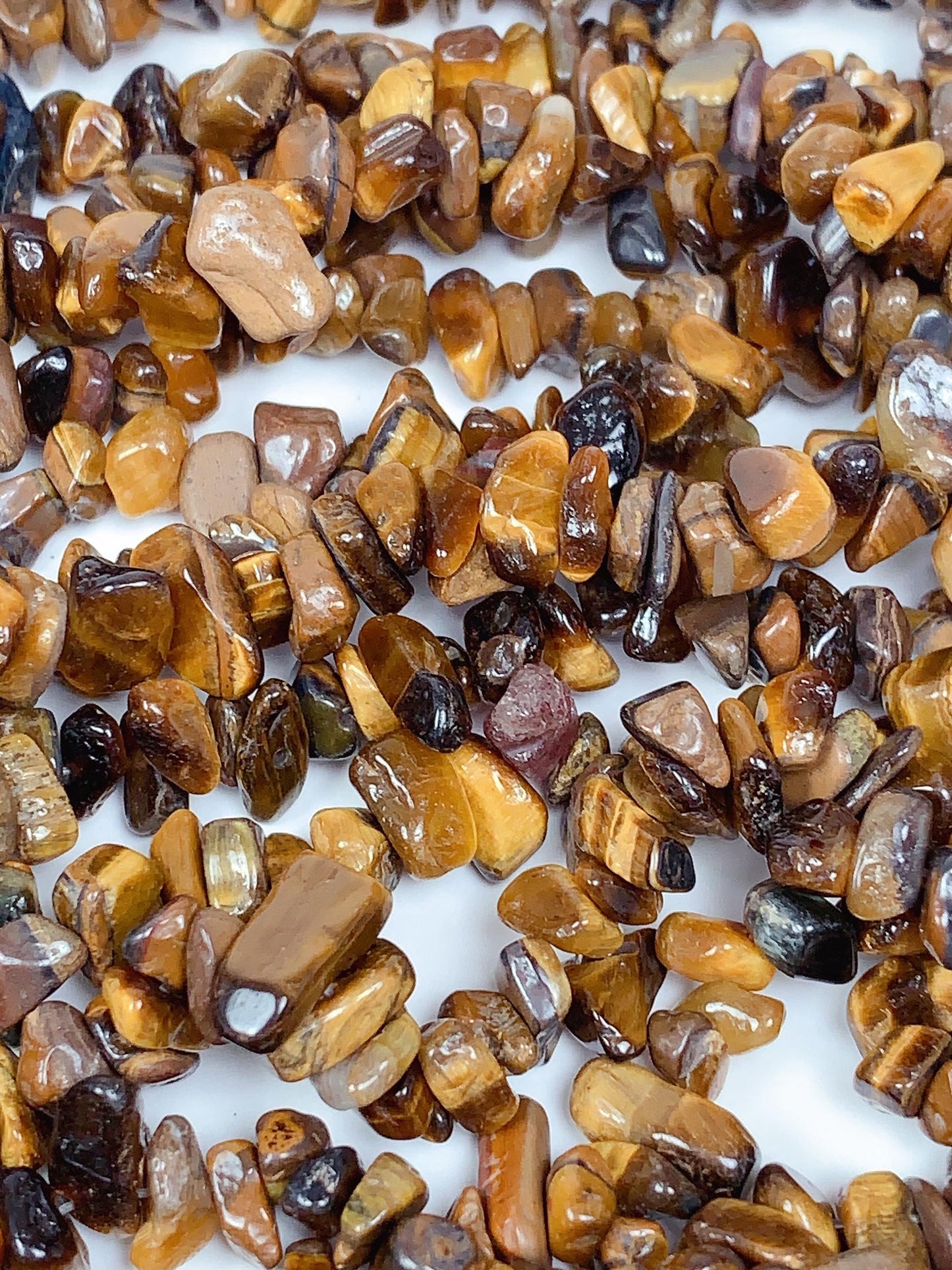 Natural Yellow Gold Tiger's Eye Chip Beads: 32" Strand
