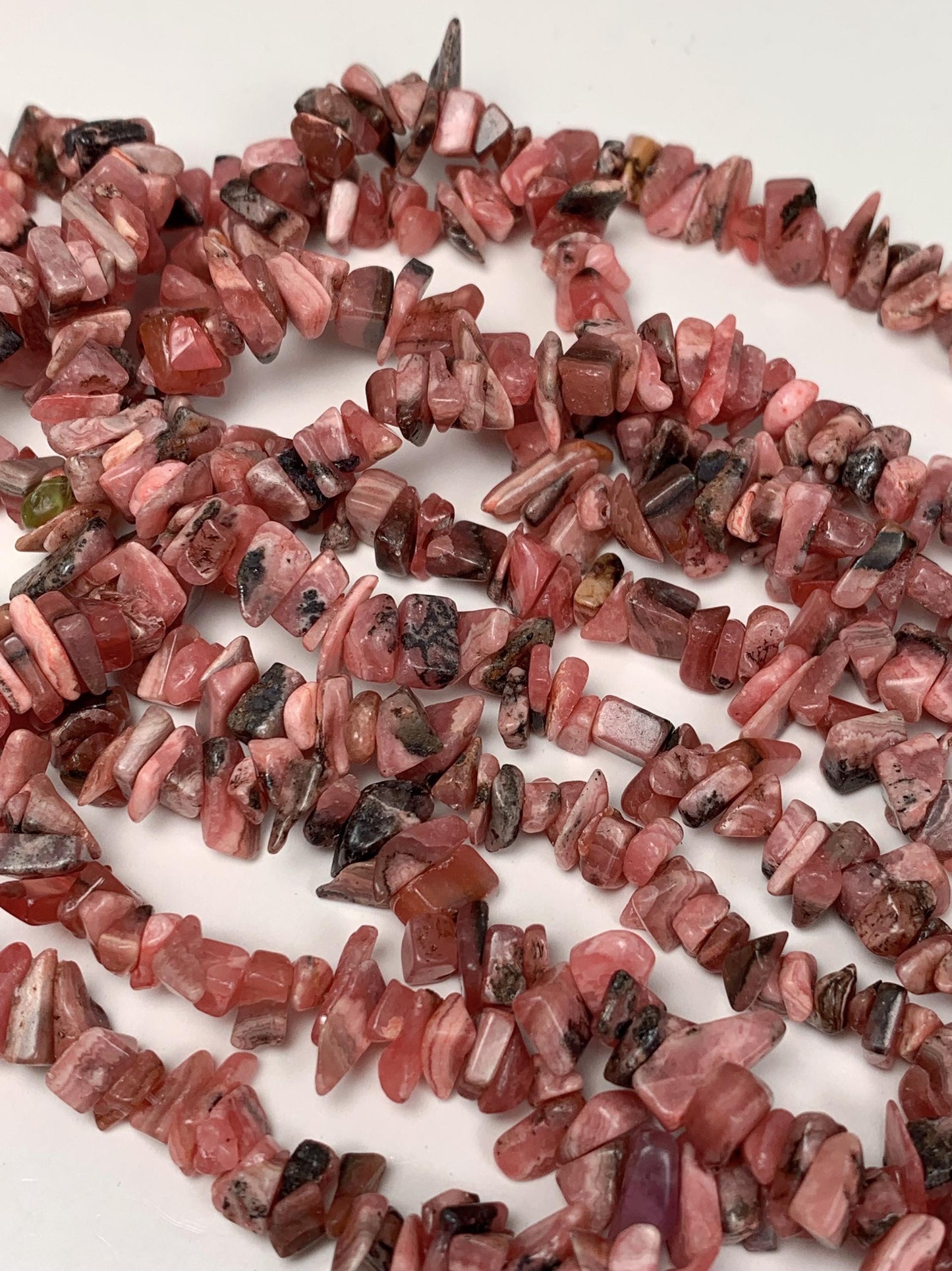 Pink Rhodonite Chip Beads: Natural Argentine Gemstone Nuggets, 32" Strand