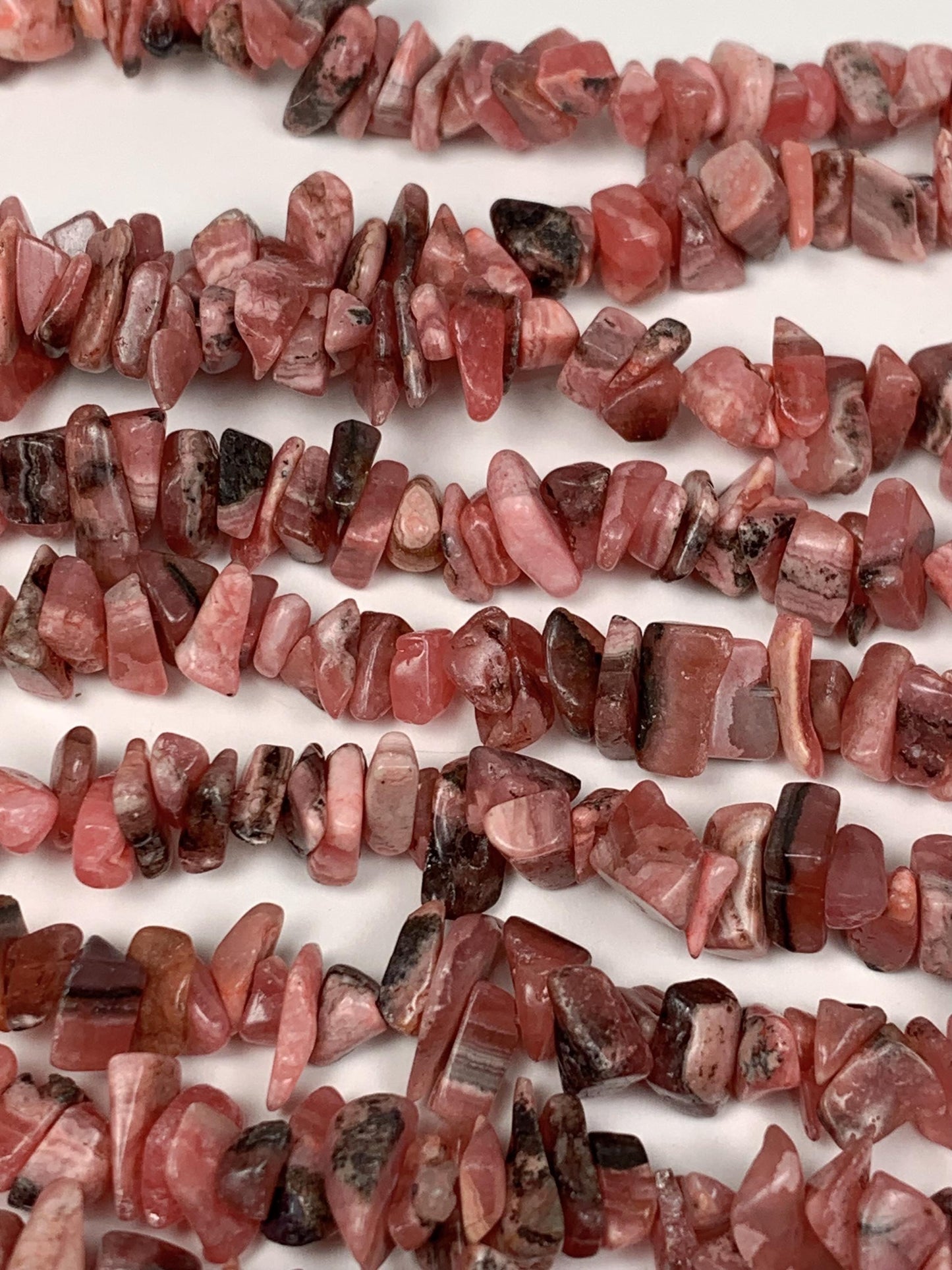 Pink Rhodonite Chip Beads: Natural Argentine Gemstone Nuggets, 32" Strand