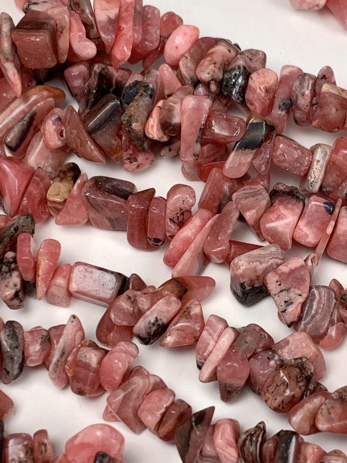 Pink Rhodonite Chip Beads: Natural Argentine Gemstone Nuggets, 32" Strand
