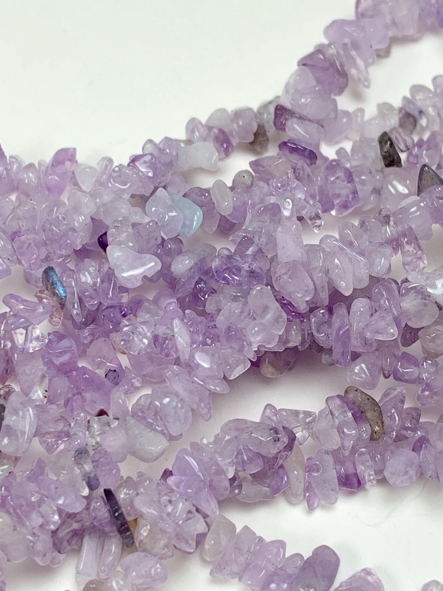 Lavender Amethyst Chip Beads: Natural Gemstone Crystal Nuggets, 32" Strand