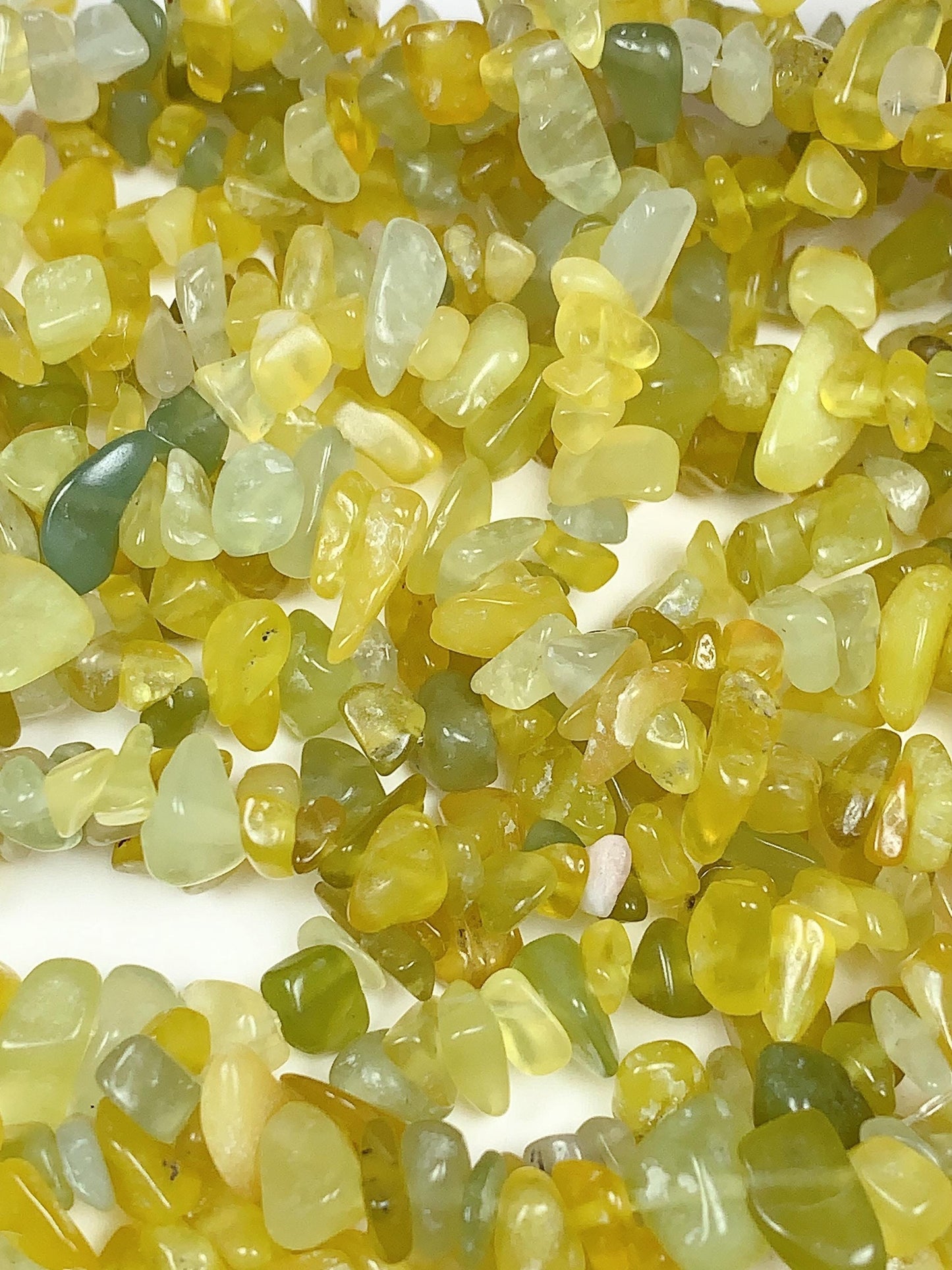 Lemon Jade Nugget Beads: Natural Green Yellow Gemstone Chips, 32" Strand