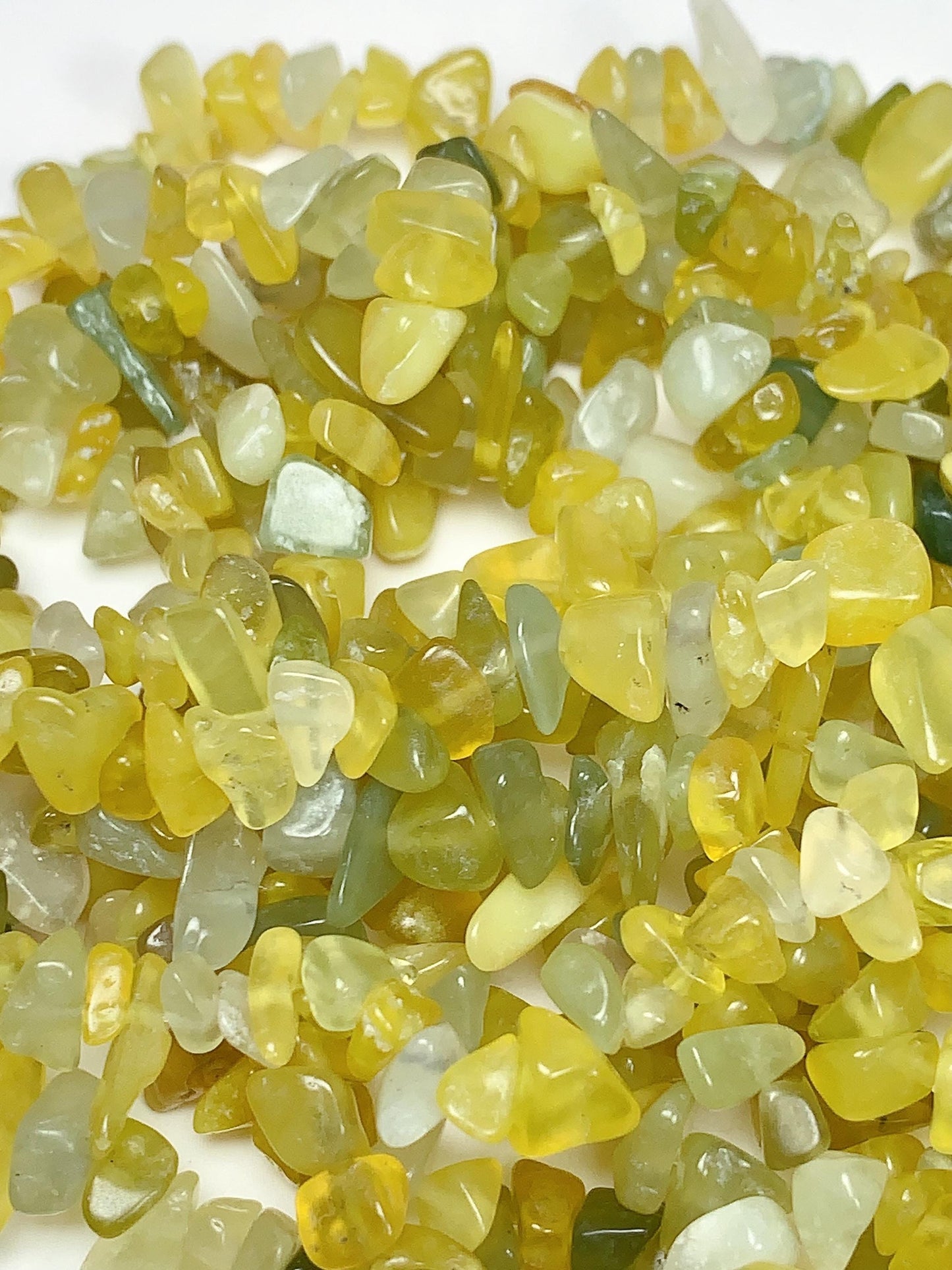 Lemon Jade Nugget Beads: Natural Green Yellow Gemstone Chips, 32" Strand