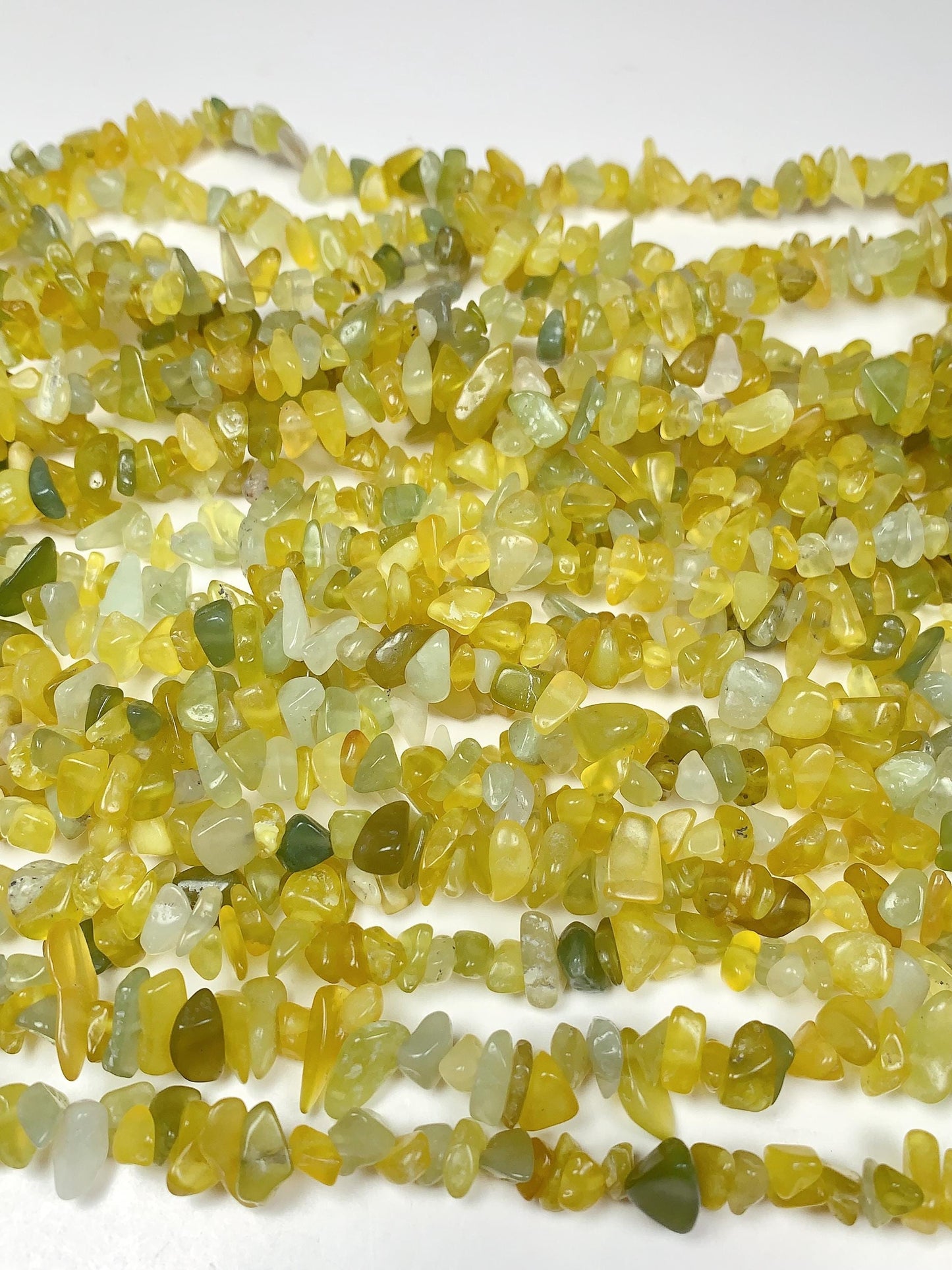 Lemon Jade Nugget Beads: Natural Green Yellow Gemstone Chips, 32" Strand