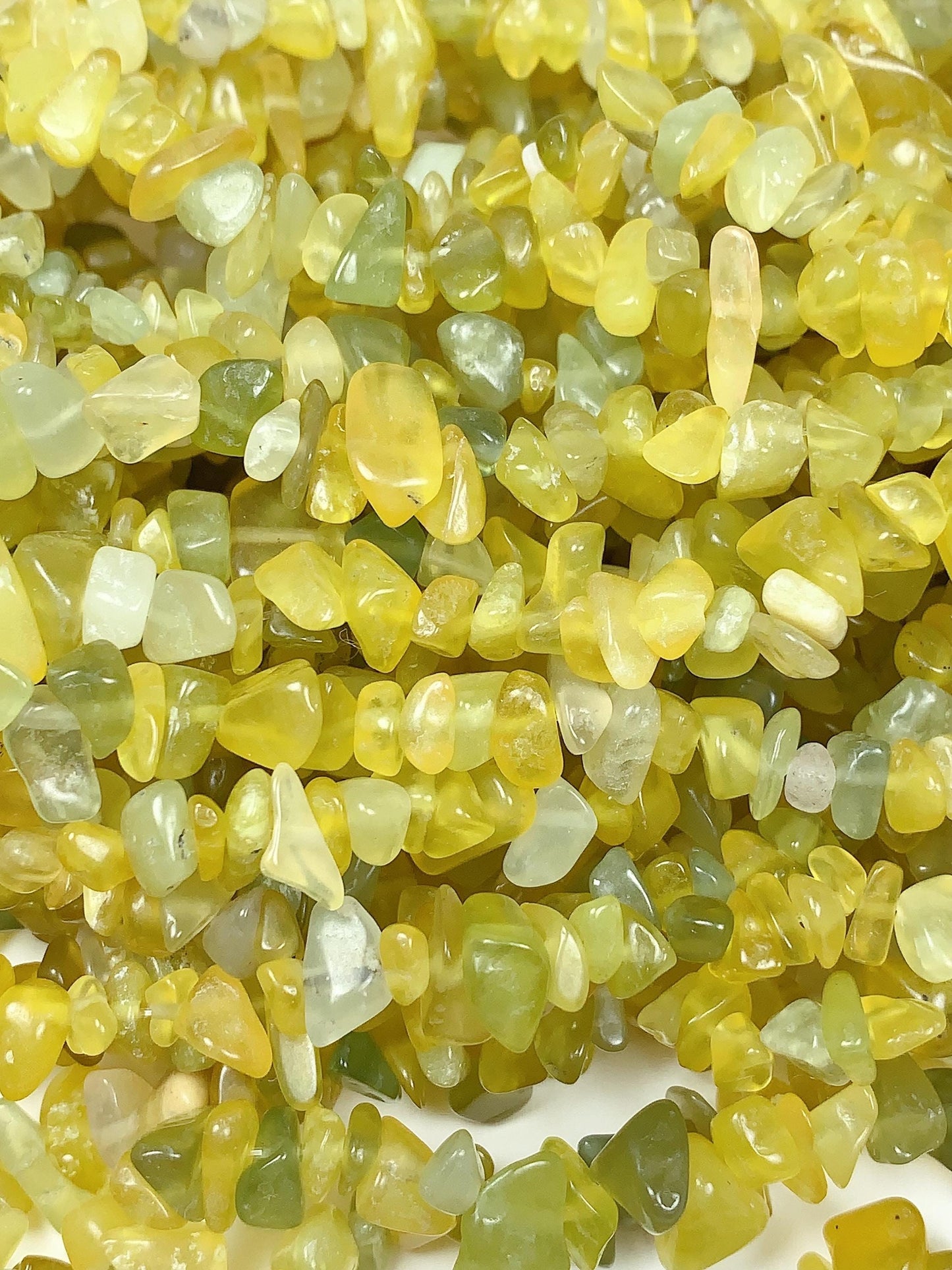 Lemon Jade Nugget Beads: Natural Green Yellow Gemstone Chips, 32" Strand
