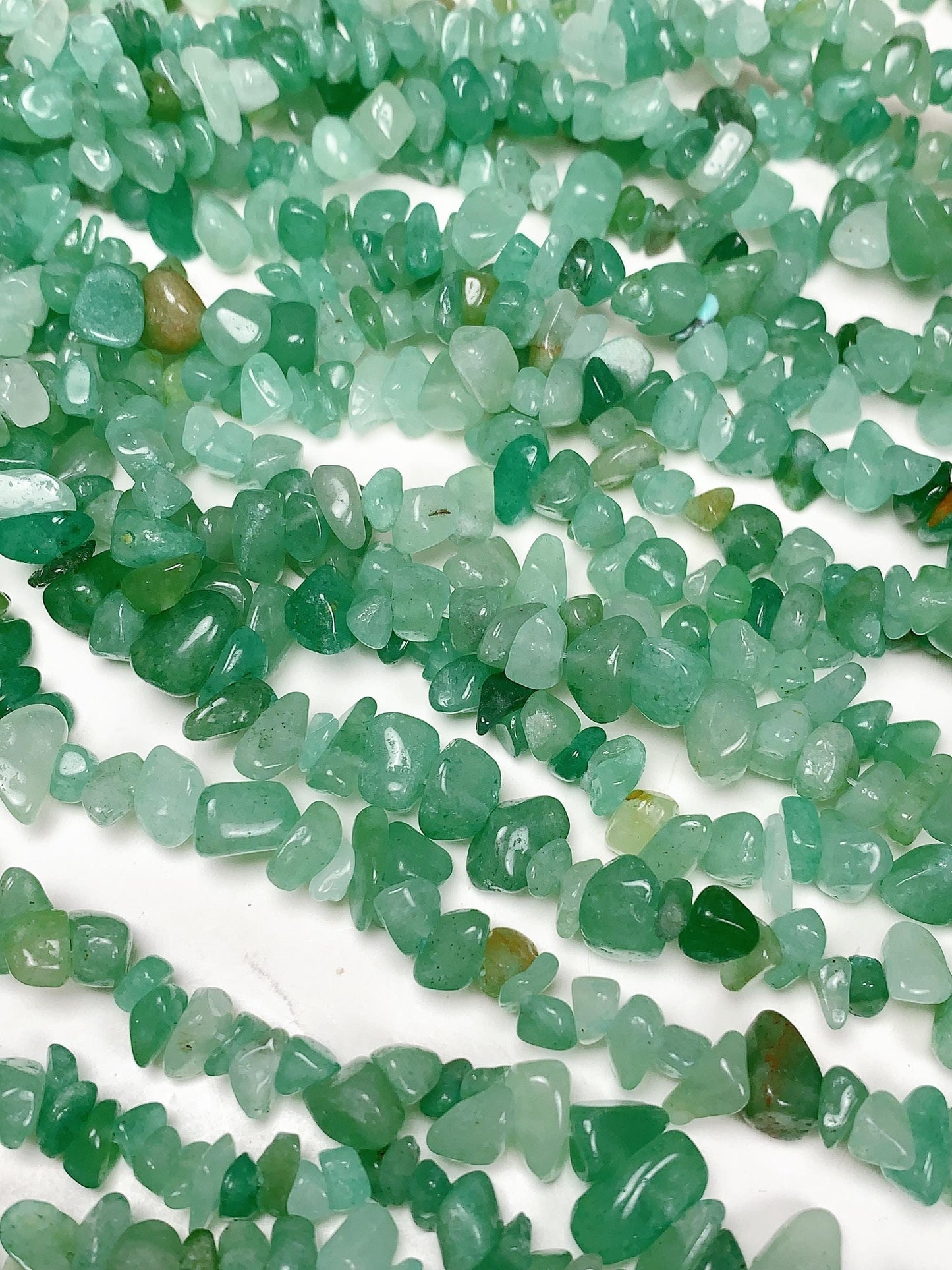 Green Aventurine Chip Beads: Natural Gemstone Nuggets, 32" Strand