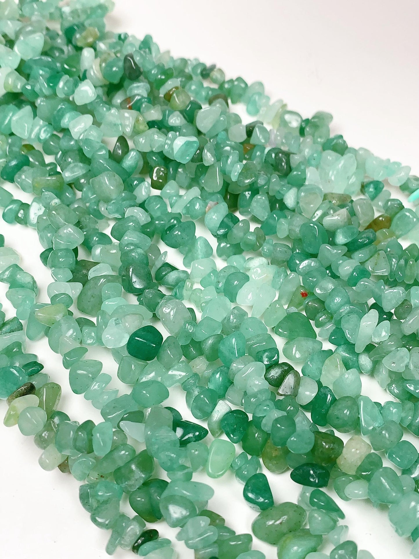 Green Aventurine Chip Beads: Natural Gemstone Nuggets, 32" Strand