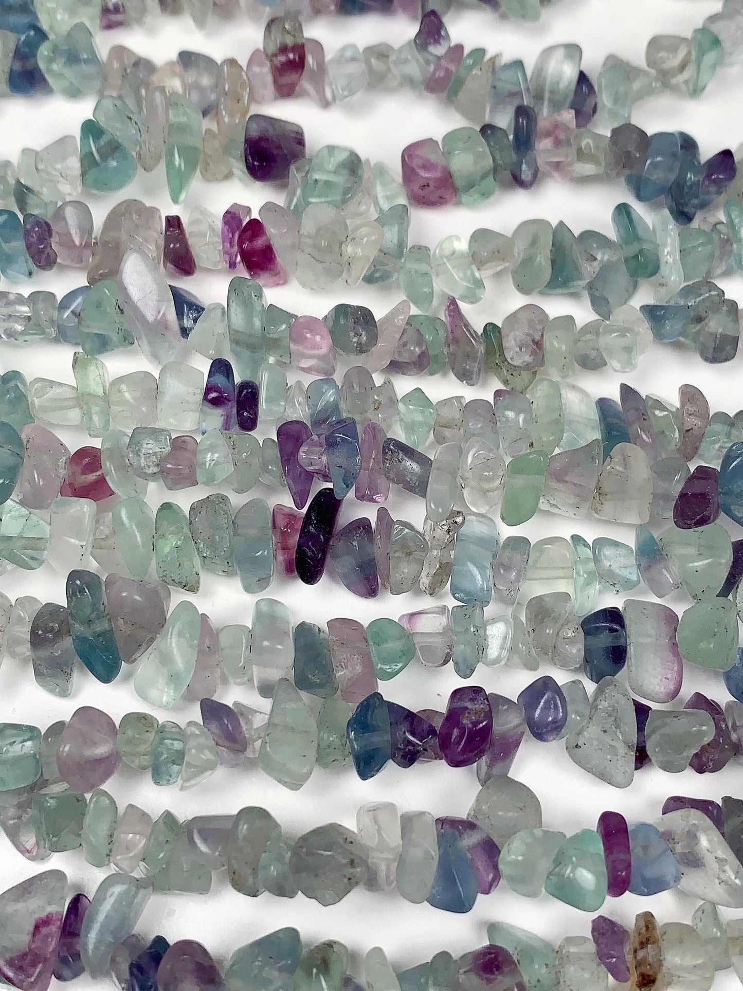 Fluorite Nugget Beads: Genuine Green, Purple, Blue Crystal Chips, 32" Strand