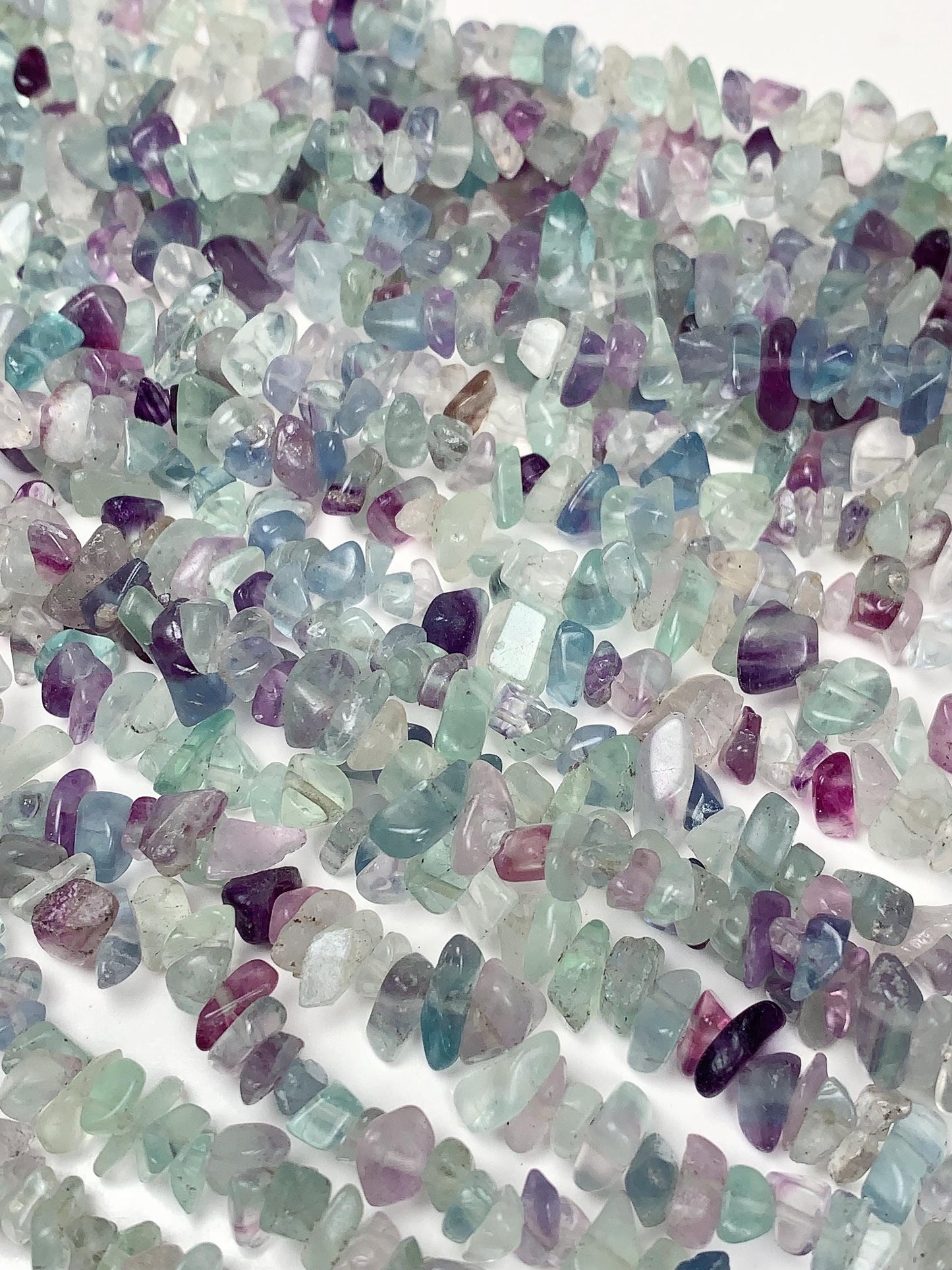 Fluorite Nugget Beads: Genuine Green, Purple, Blue Crystal Chips, 32" Strand