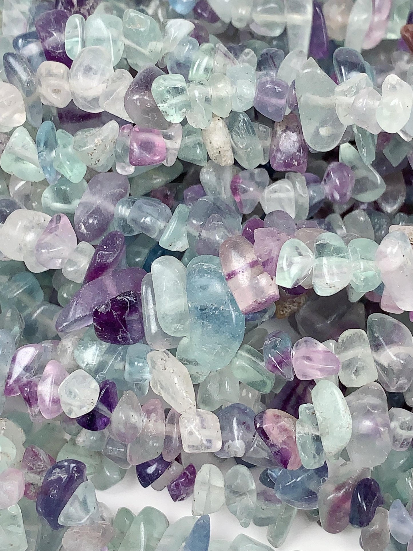 Fluorite Nugget Beads: Genuine Green, Purple, Blue Crystal Chips, 32" Strand