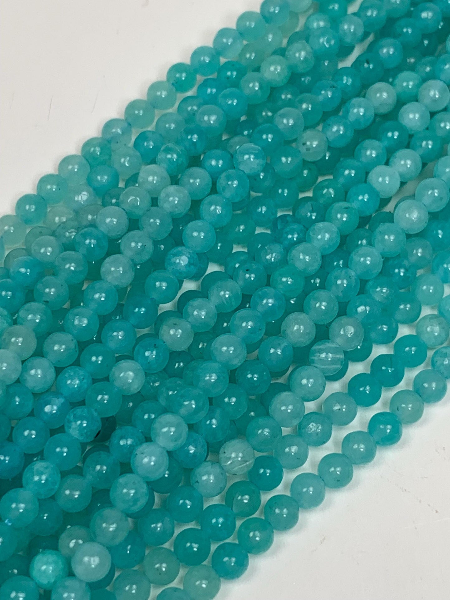 Natural Blue Amazonite Beads: Smooth Round Gemstone Strand (4mm)