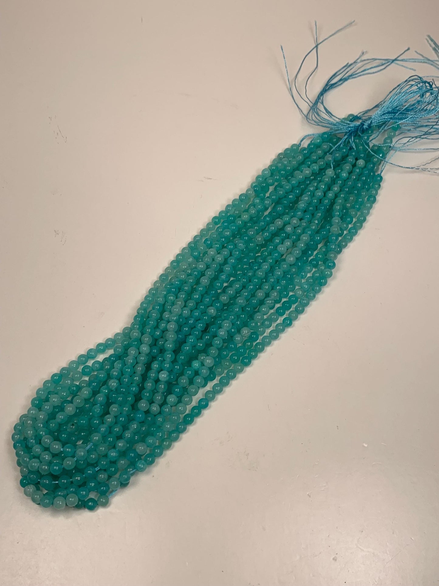 Natural Blue Amazonite Beads: Smooth Round Gemstone Strand (4mm)