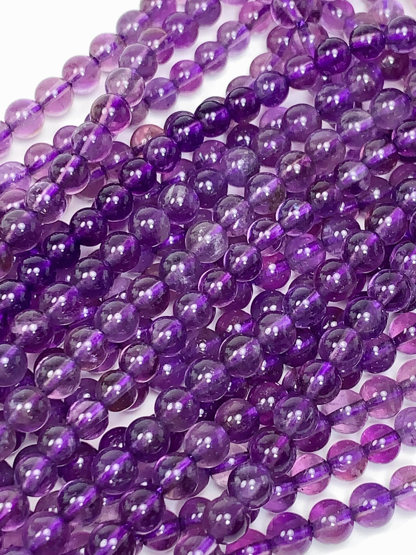 Natural Purple Amethyst Beads: 4.5mm Smooth Round Gemstone Strand